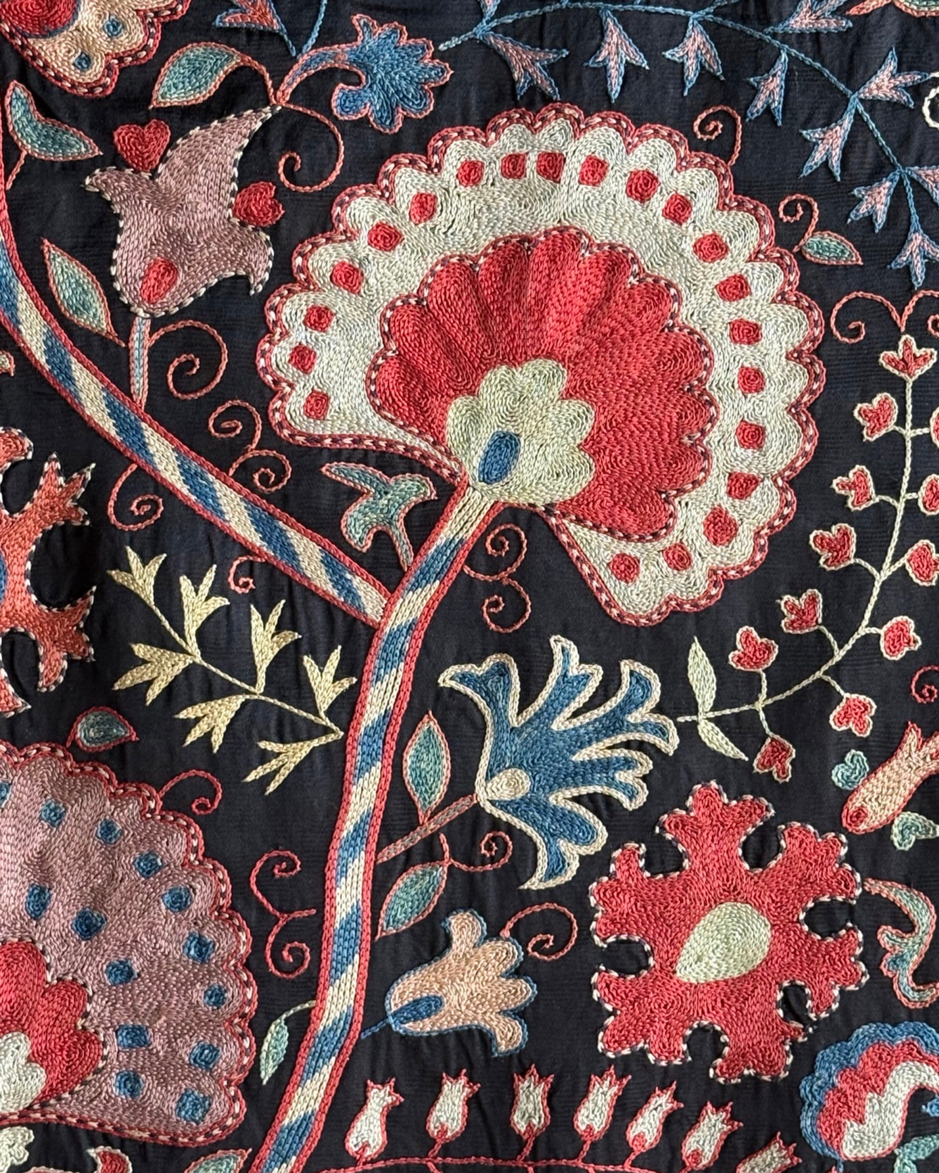 Hand Stitched Suzani (CSSU47625 | 81" x 106") Suzani Aziz Suzani 