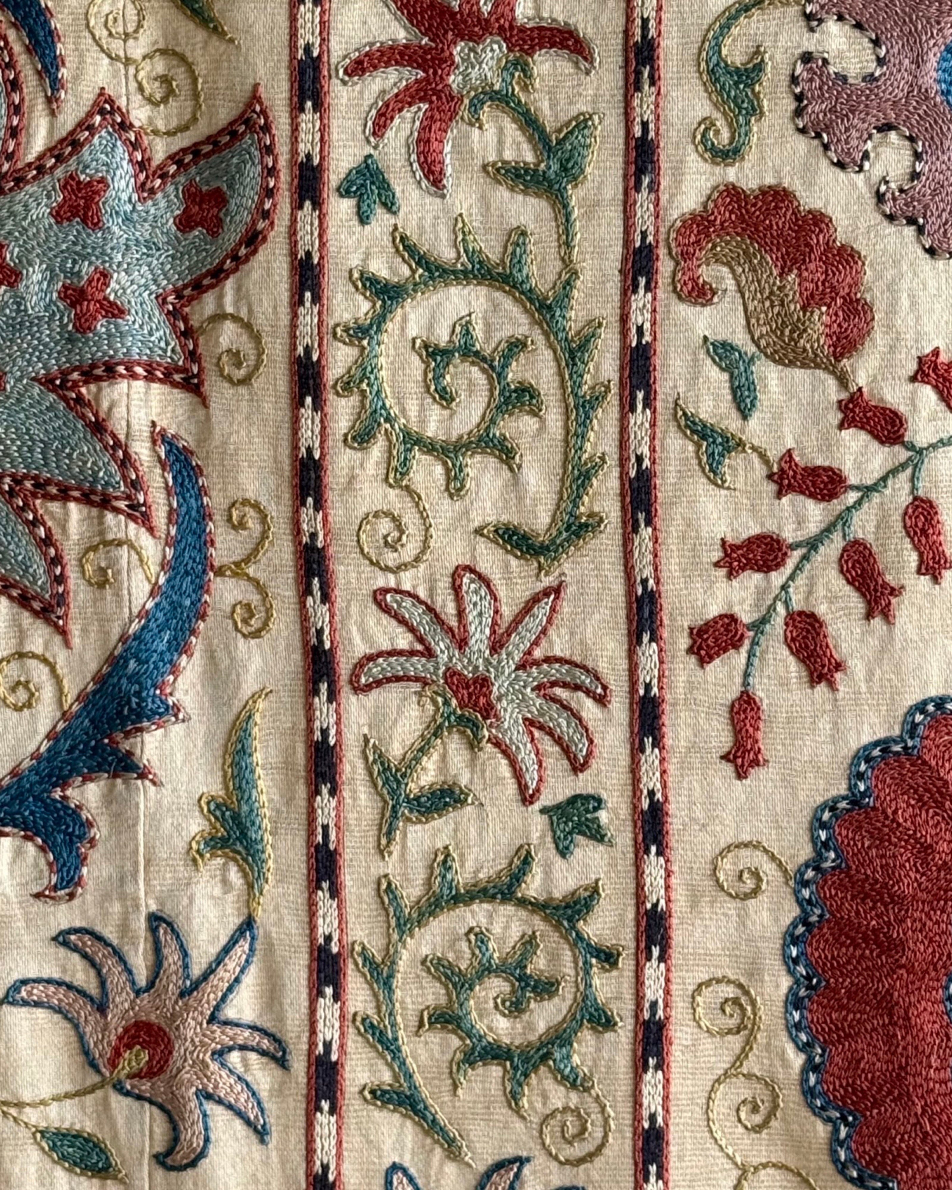 Hand Stitched Suzani (CSSU47925 | 74" x 107") Suzani Aziz Suzani 