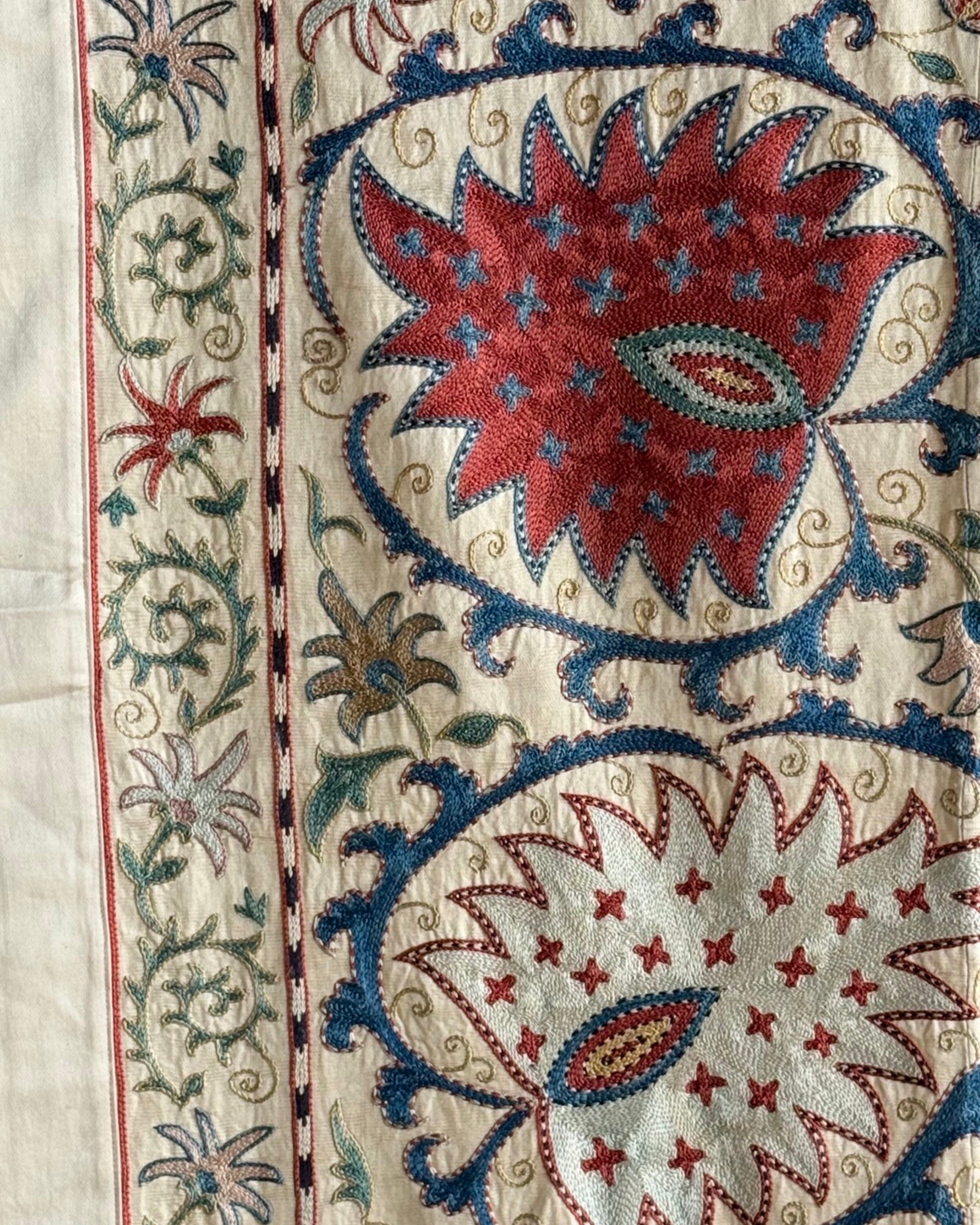 Hand Stitched Suzani (CSSU47925 | 74" x 107") Suzani Aziz Suzani 
