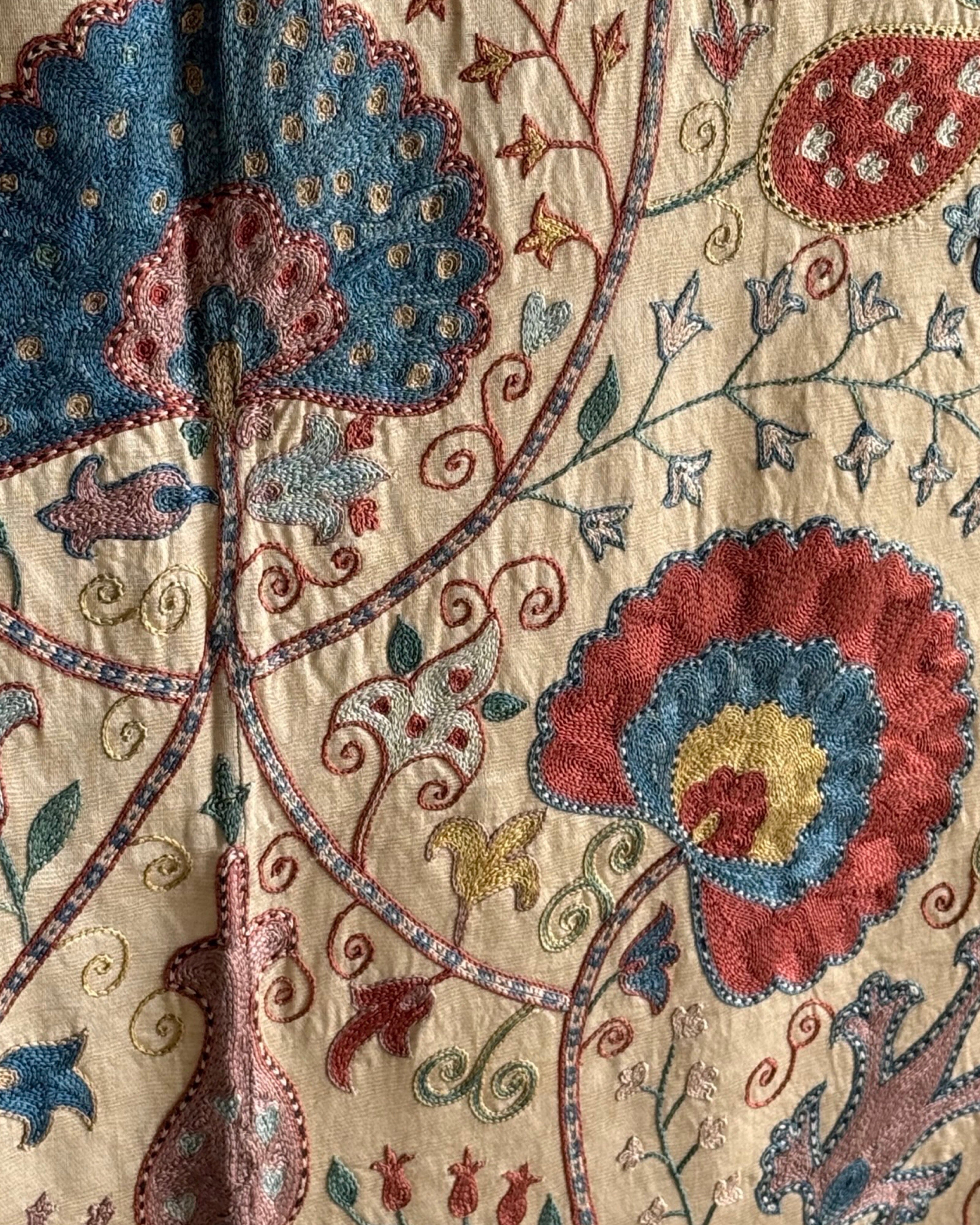 Hand Stitched Suzani (CSSU47925 | 74" x 107") Suzani Aziz Suzani 