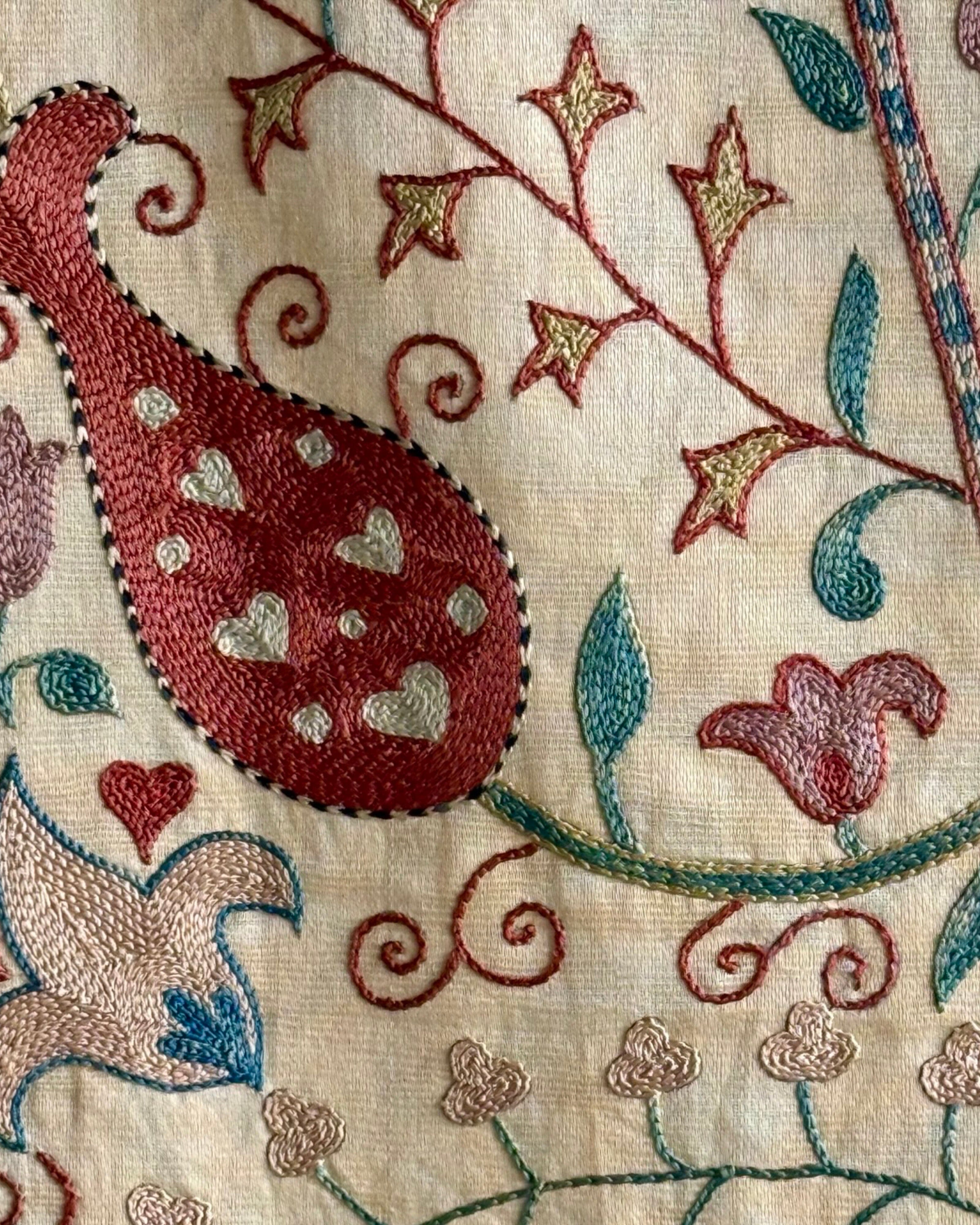 Hand Stitched Suzani (CSSU47925 | 74" x 107") Suzani Aziz Suzani 
