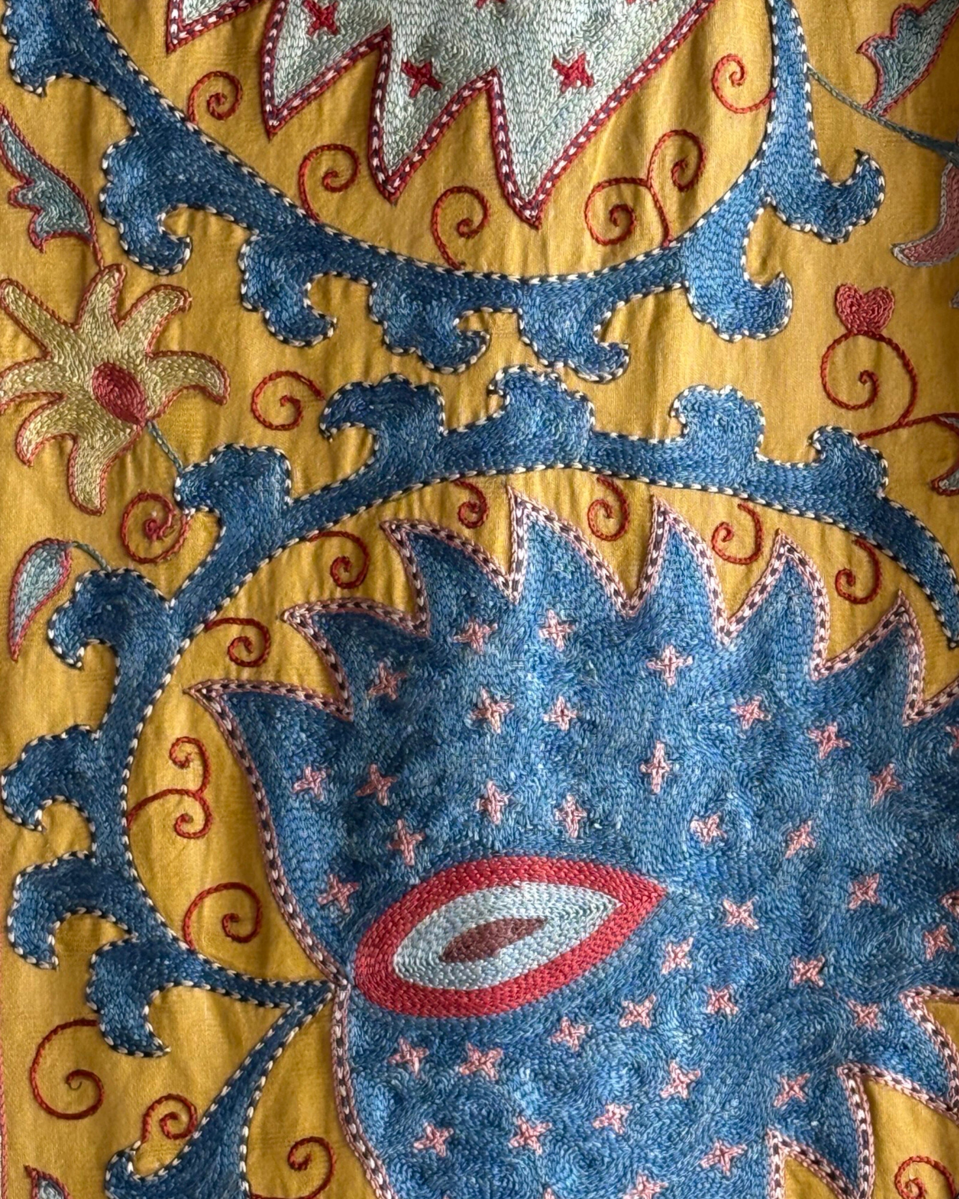 Hand Stitched Suzani (CSSU48025 | 83" x 110") Suzani Aziz Suzani 