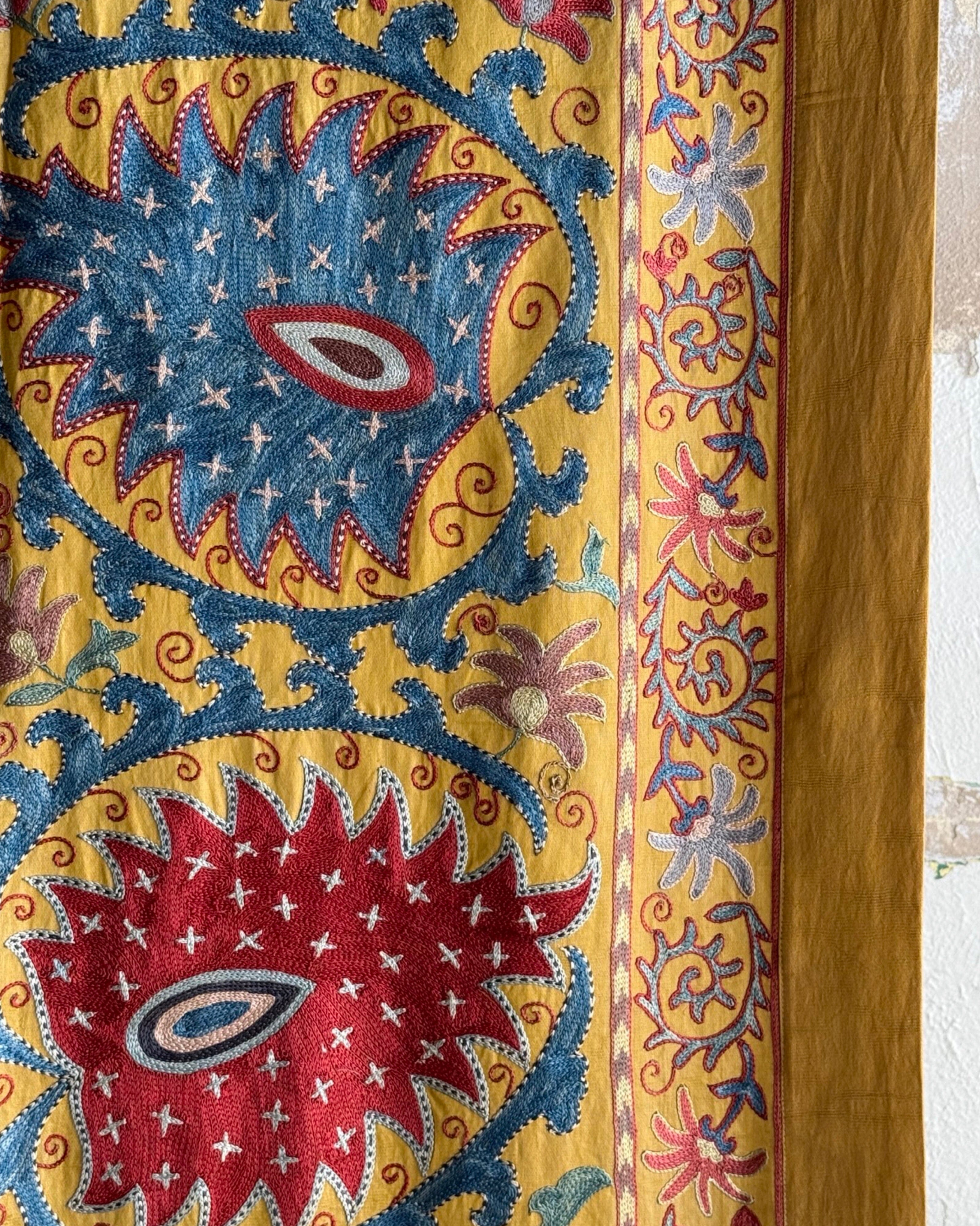Hand Stitched Suzani (CSSU48025 | 83" x 110") Suzani Aziz Suzani 