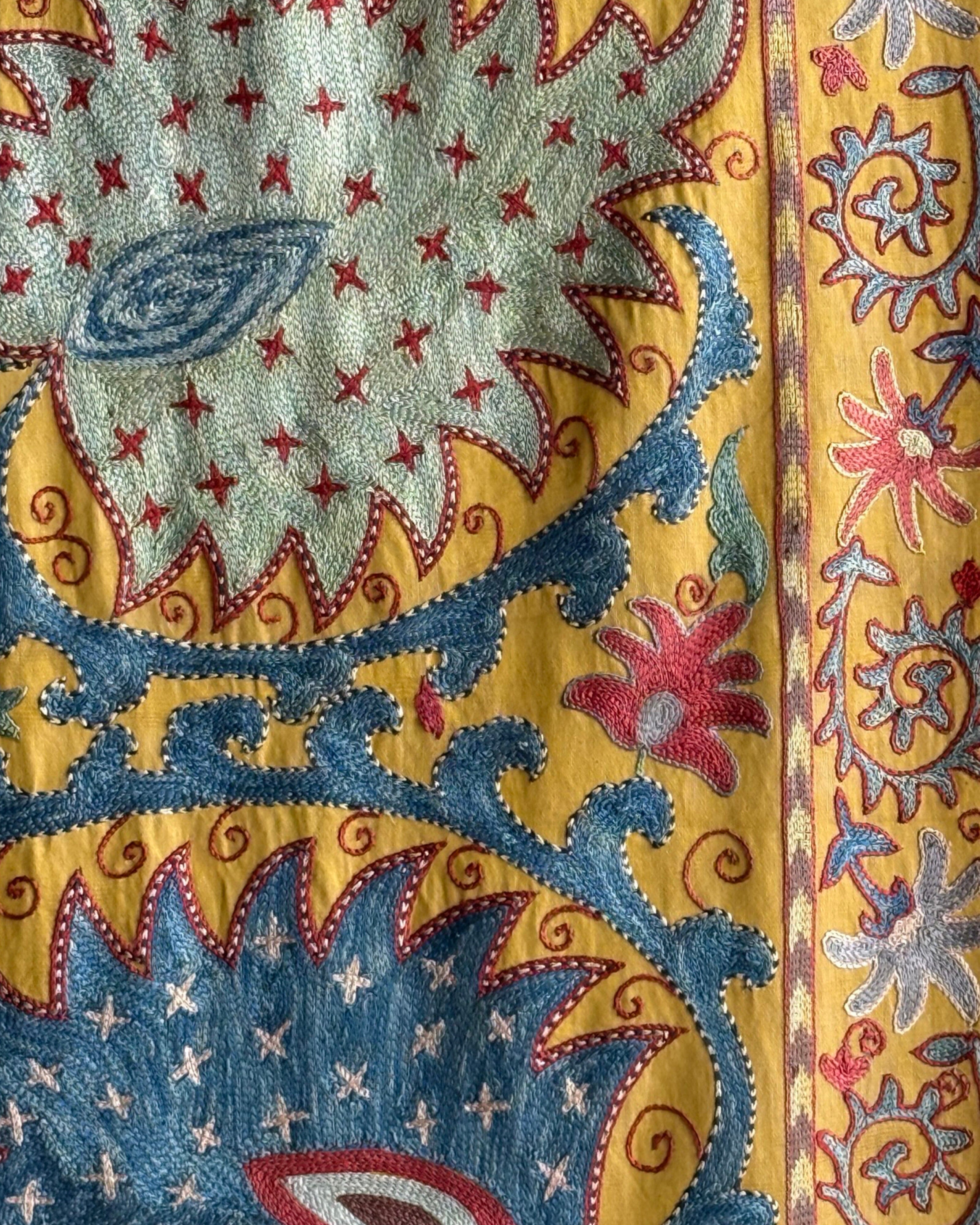 Hand Stitched Suzani (CSSU48025 | 83" x 110") Suzani Aziz Suzani 