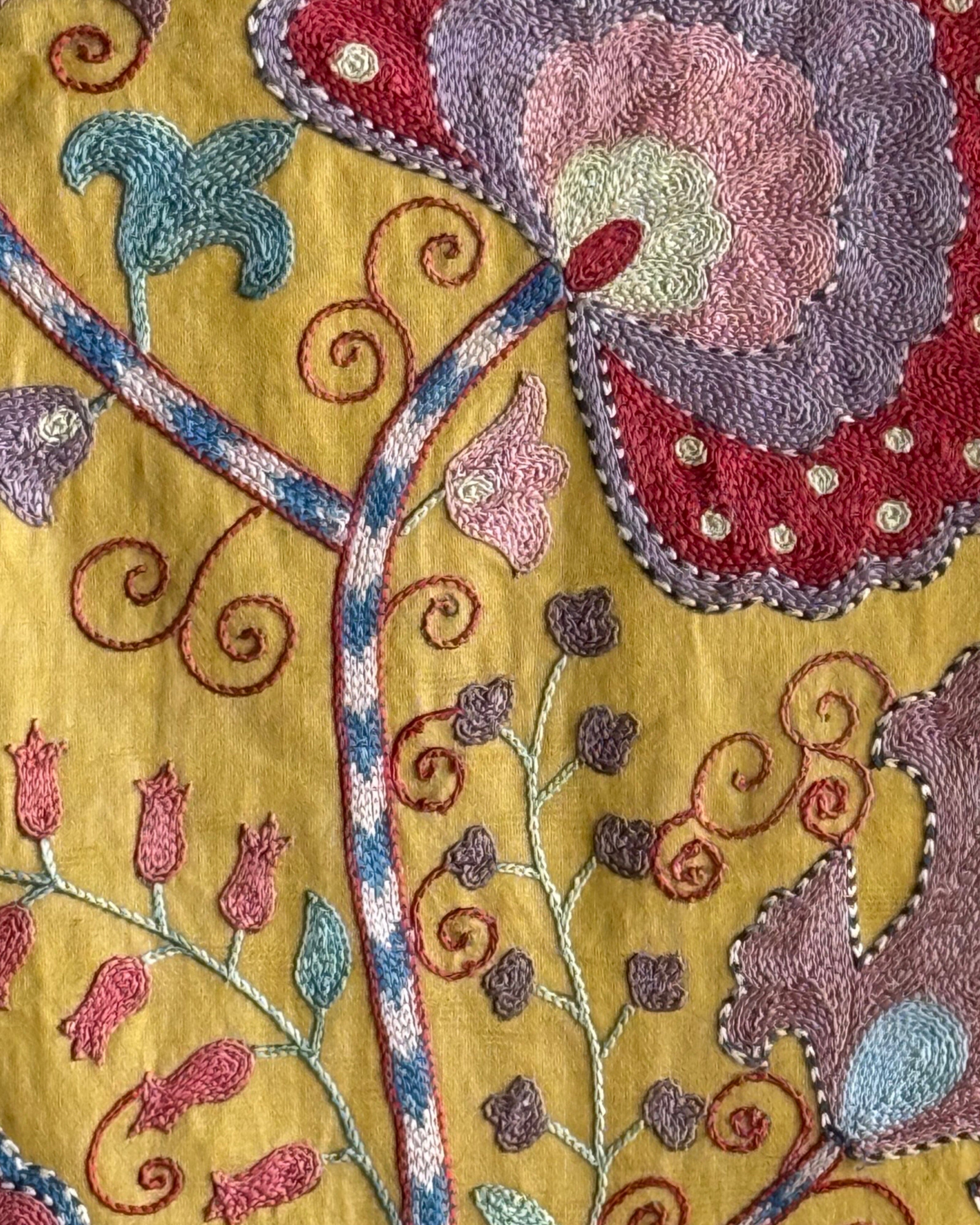 Hand Stitched Suzani (CSSU48025 | 83" x 110") Suzani Aziz Suzani 
