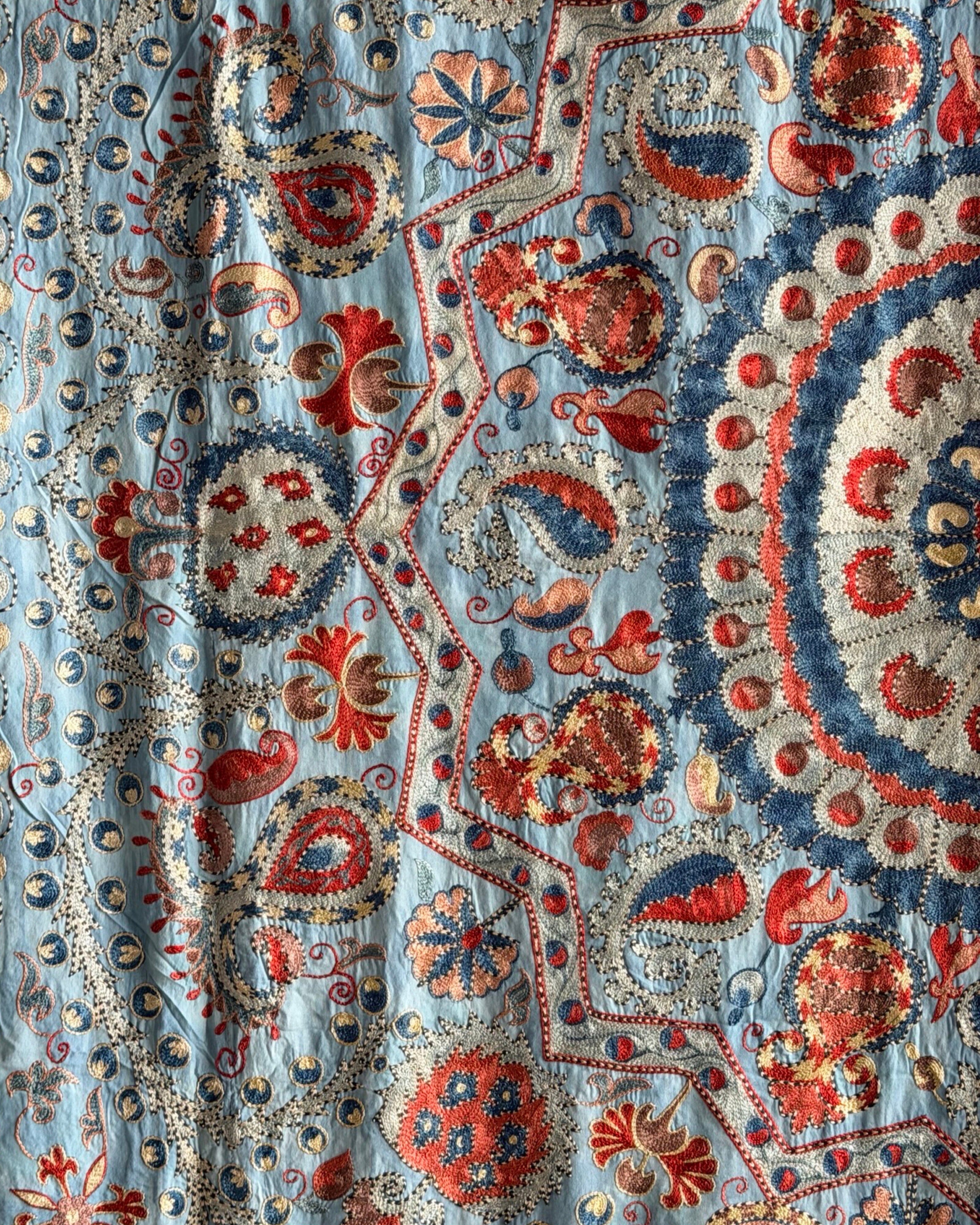 Hand Stitched Suzani (CSSU610826 | 89 x 117.5" ) Suzani Aziz Suzani 