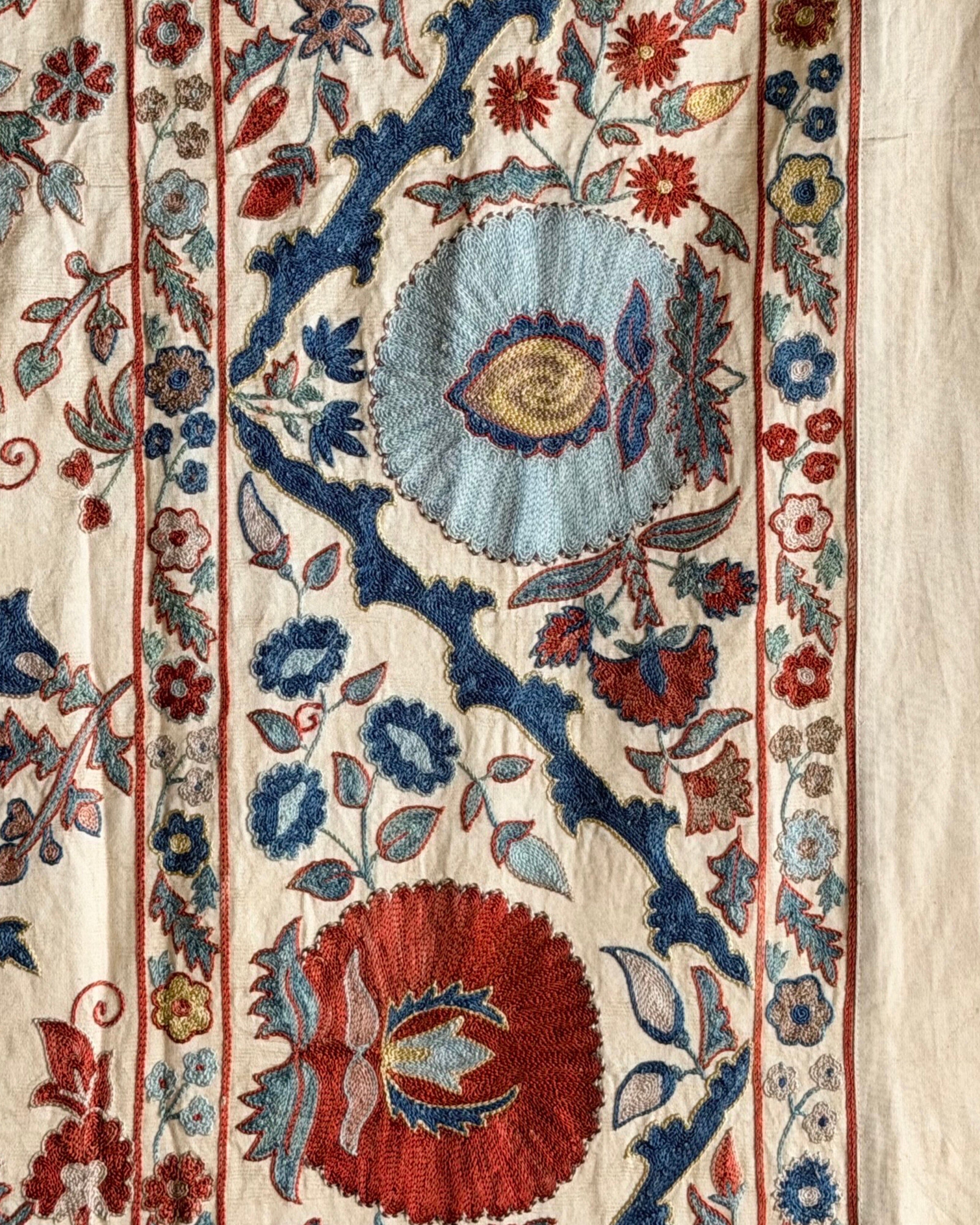 Hand Stitched Suzani (CSSU66326 | 65 x 85" ) Suzani Aziz Suzani 