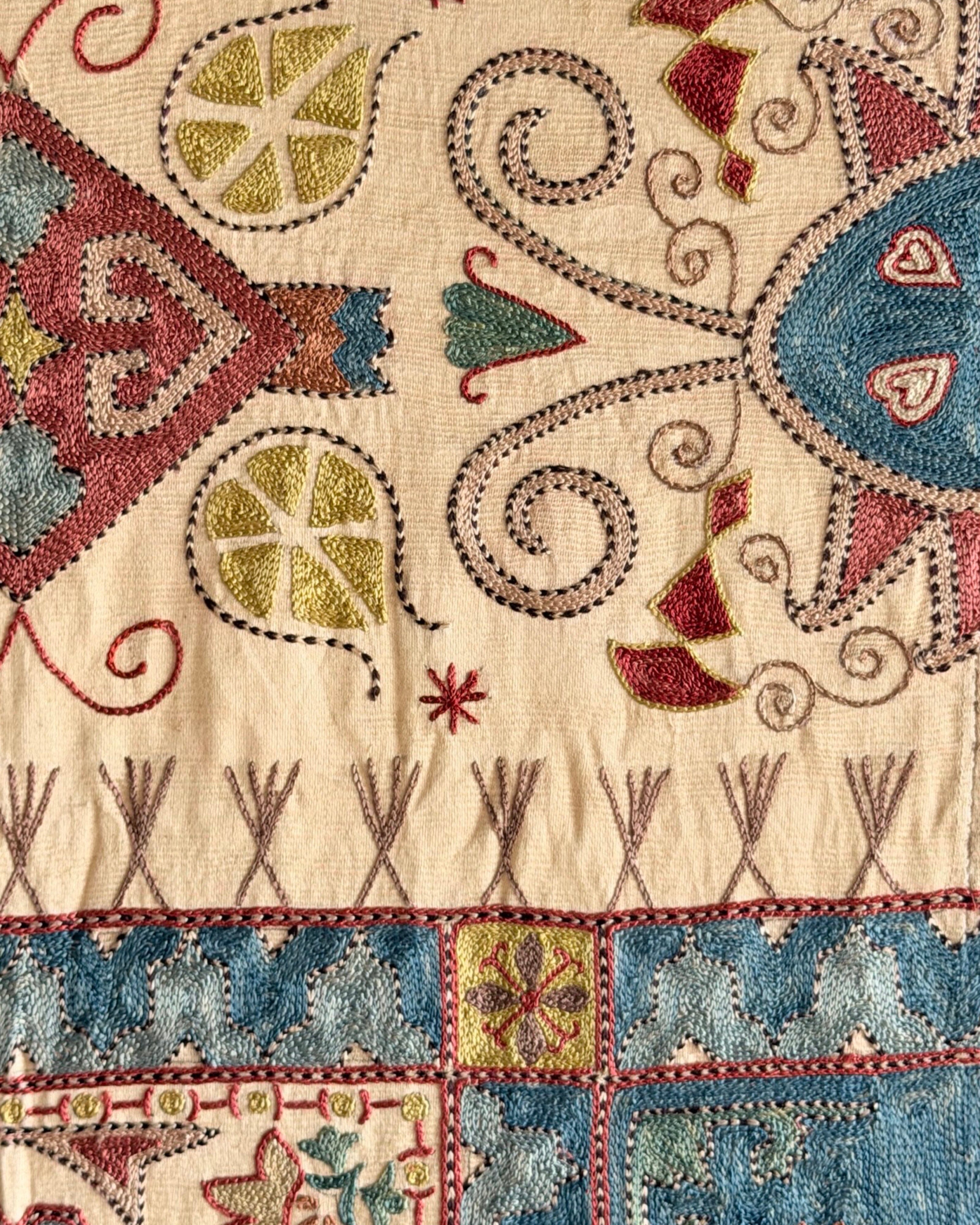 Hand Stitched Suzani (CSSU67826 | 64 x 98.5" ) Suzani Aziz Suzani 
