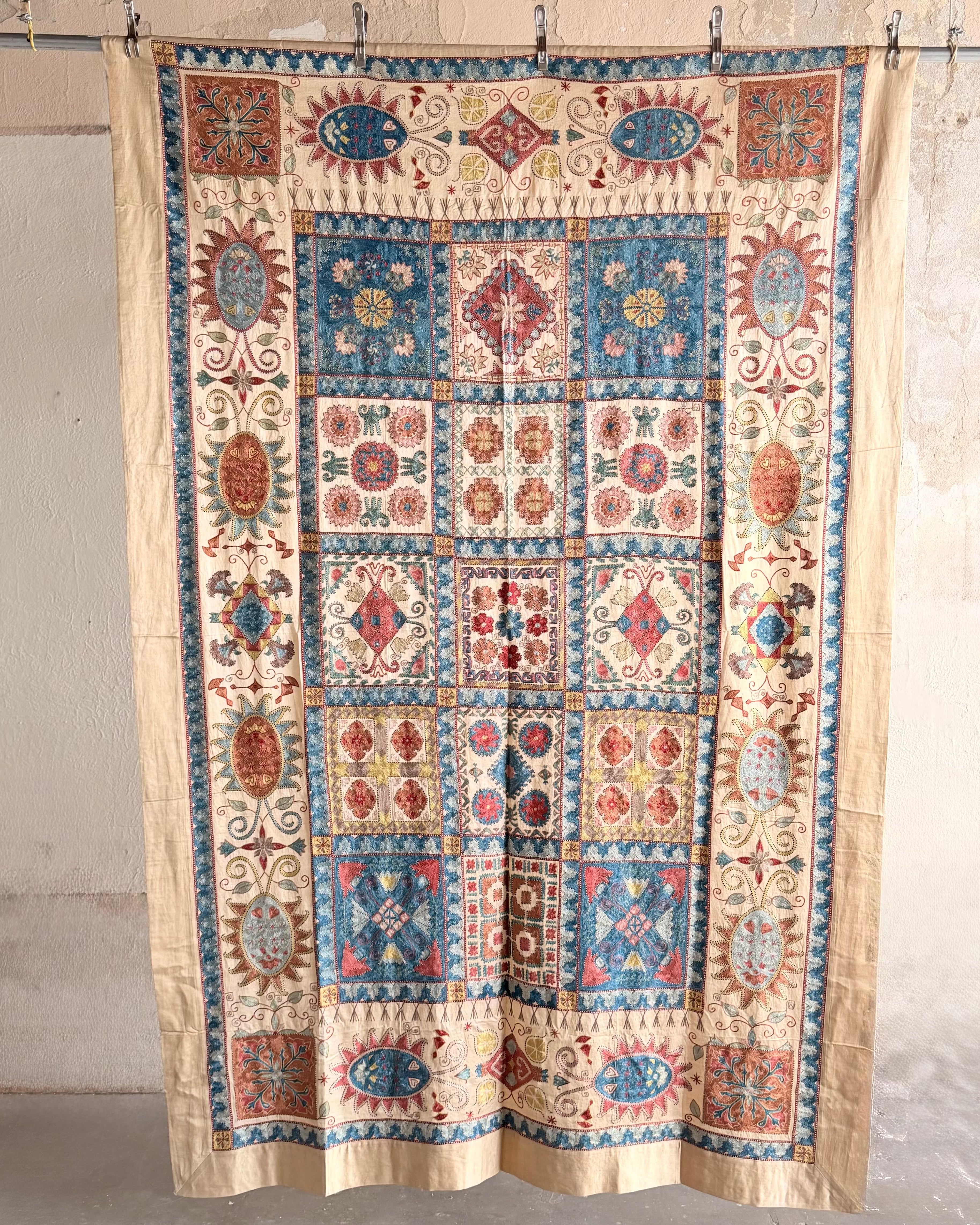 Hand Stitched Suzani (CSSU67826 | 64 x 98.5" ) Suzani Aziz Suzani 