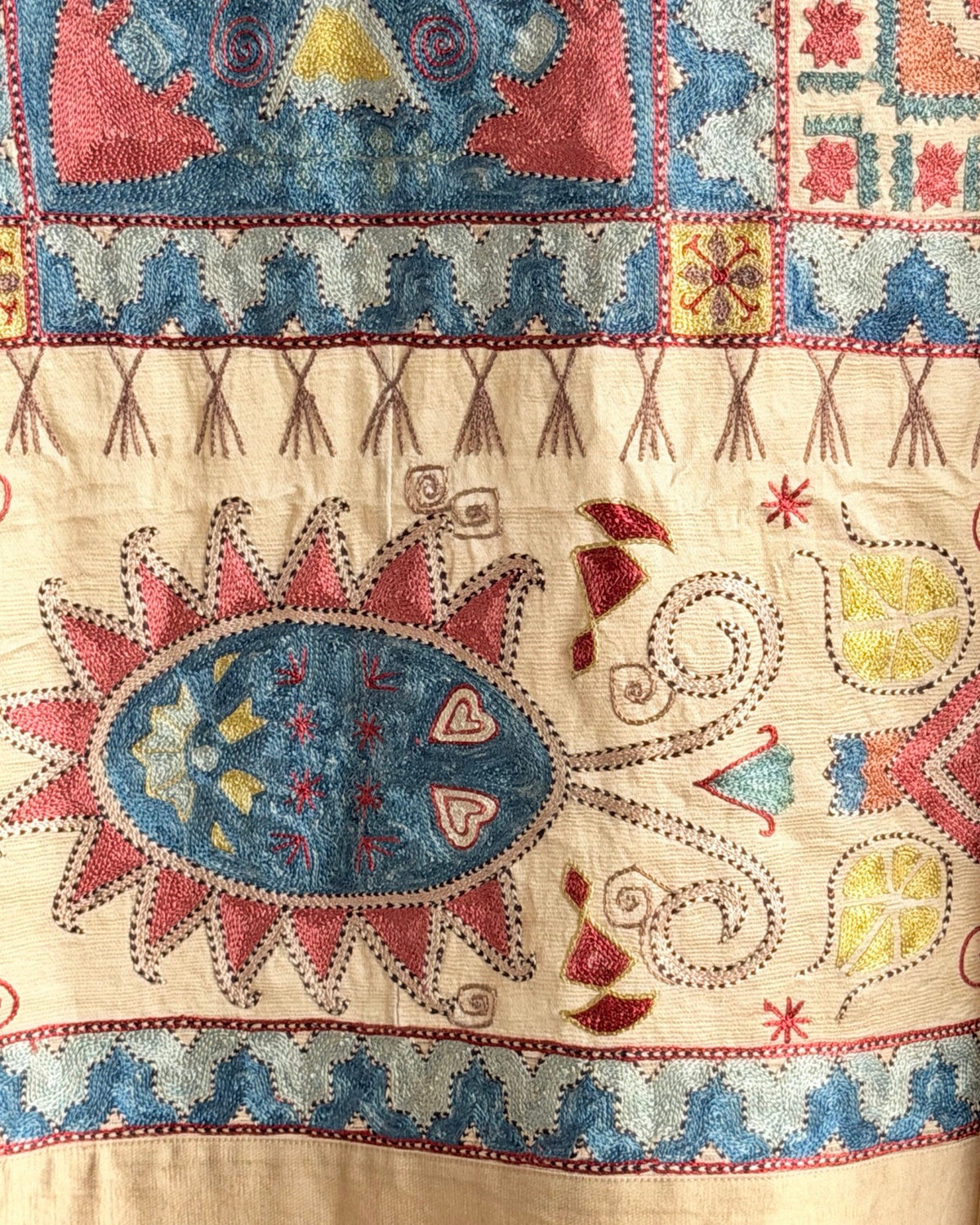 Hand Stitched Suzani (CSSU67826 | 64 x 98.5" ) Suzani Aziz Suzani 