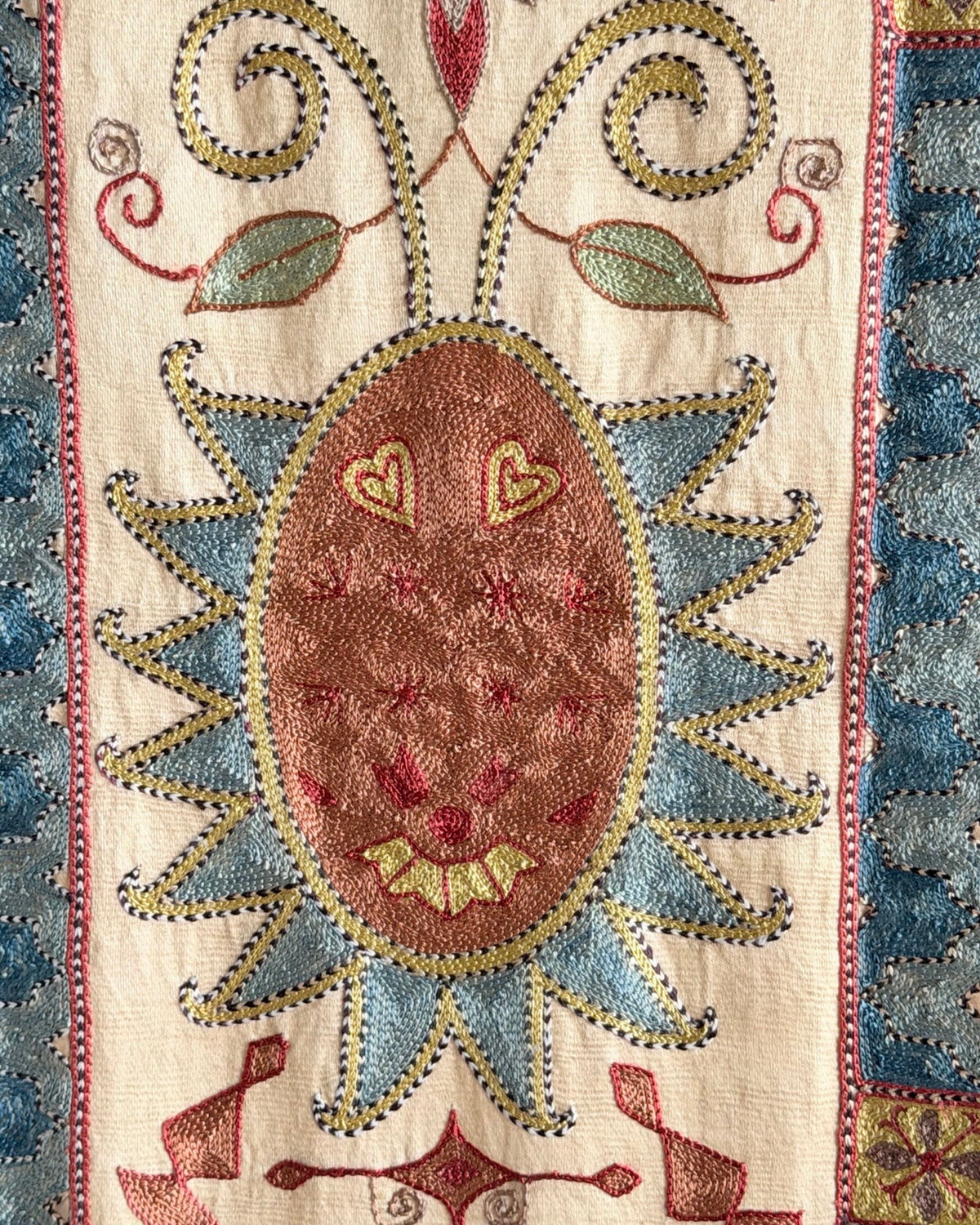 Hand Stitched Suzani (CSSU67826 | 64 x 98.5" ) Suzani Aziz Suzani 