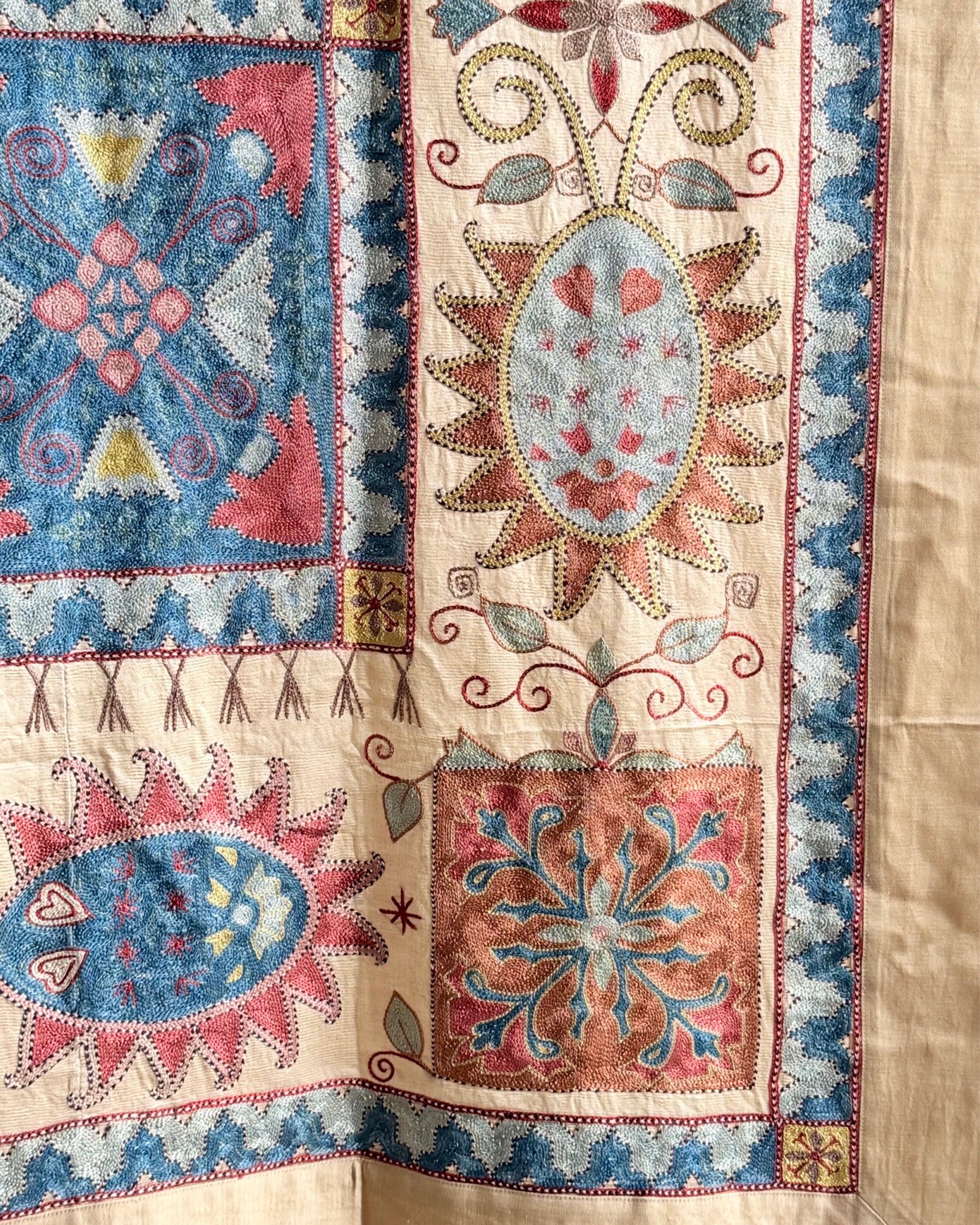 Hand Stitched Suzani (CSSU67826 | 64 x 98.5" ) Suzani Aziz Suzani 