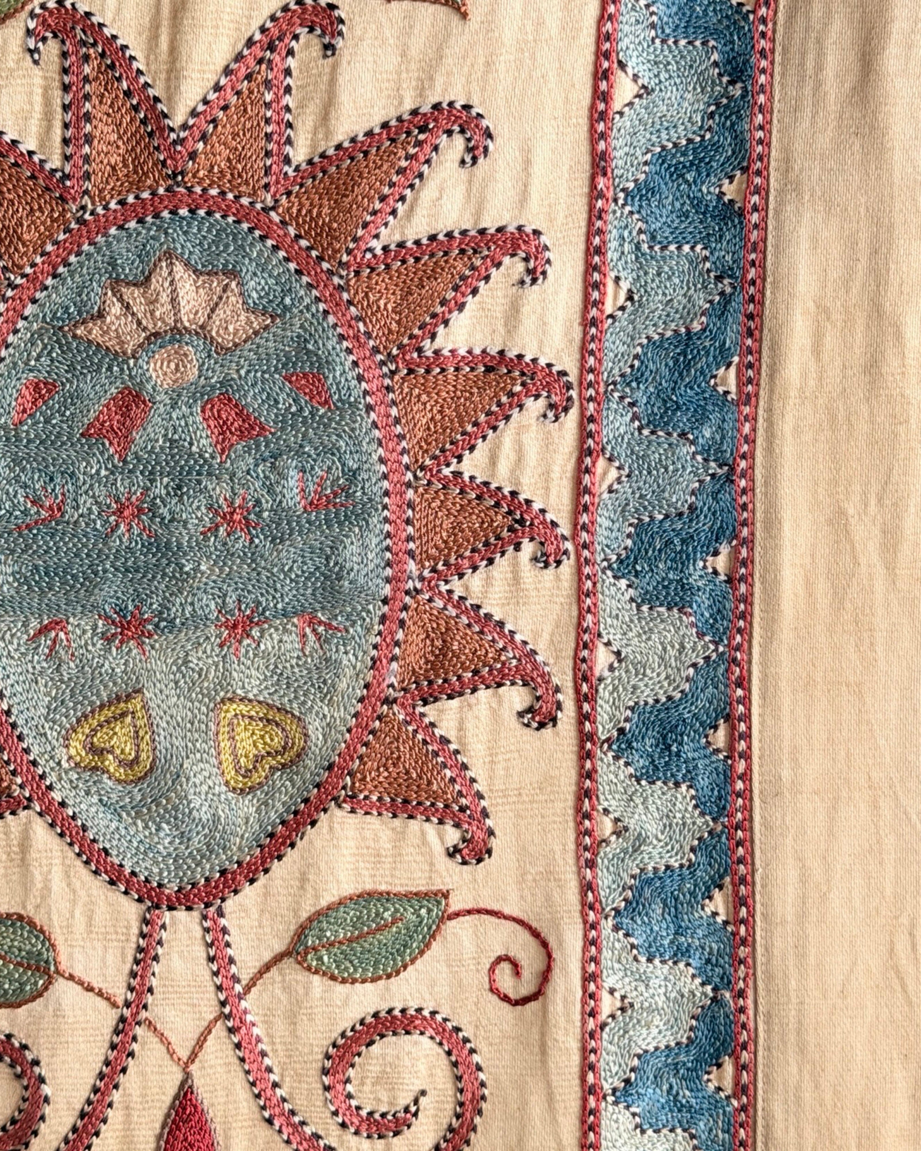 Hand Stitched Suzani (CSSU67826 | 64 x 98.5" ) Suzani Aziz Suzani 