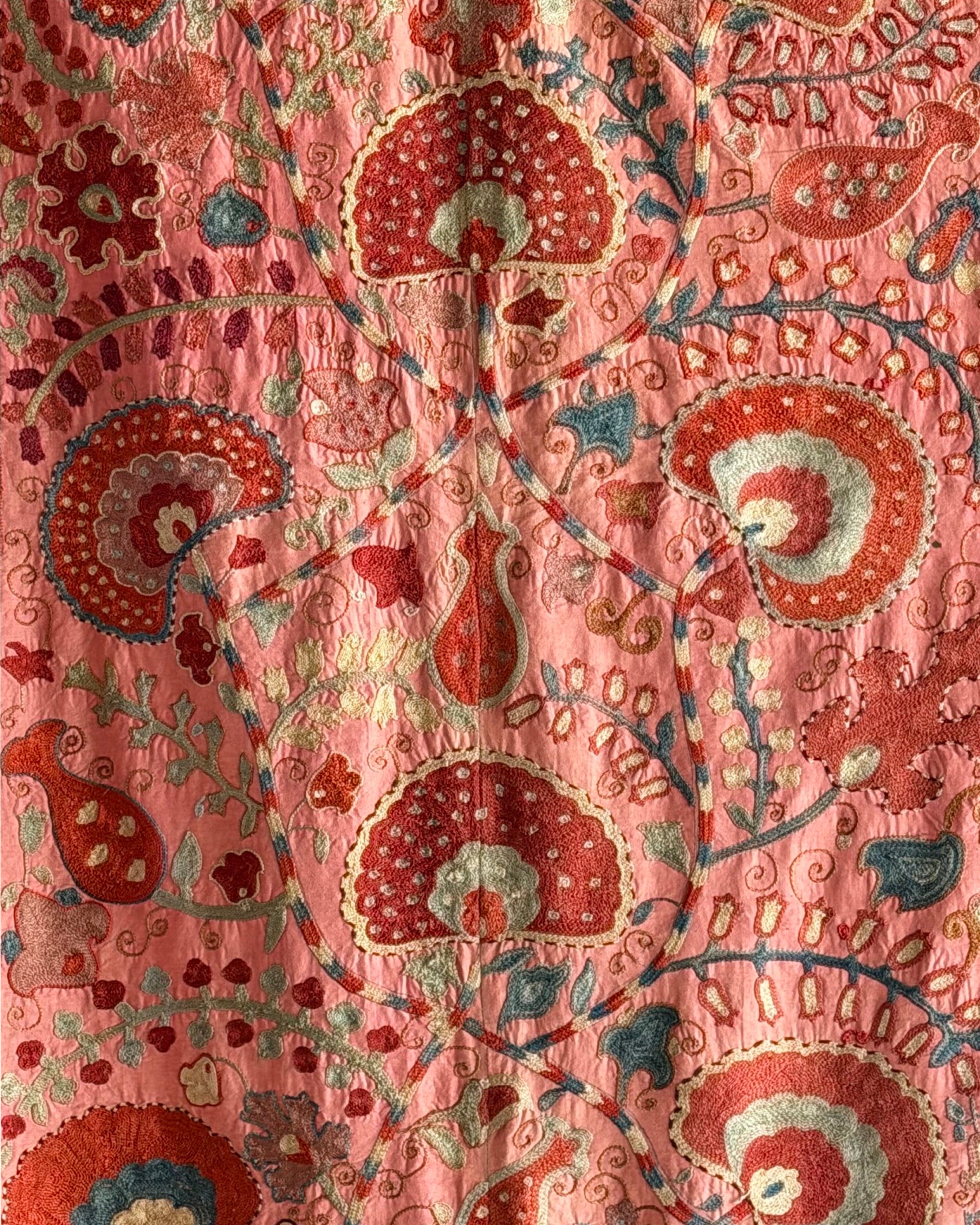 Hand Stitched Suzani from Uzbekistan (#1986 | 73 1/2 x 96") Antique Textile Bukhara to Cape Town 