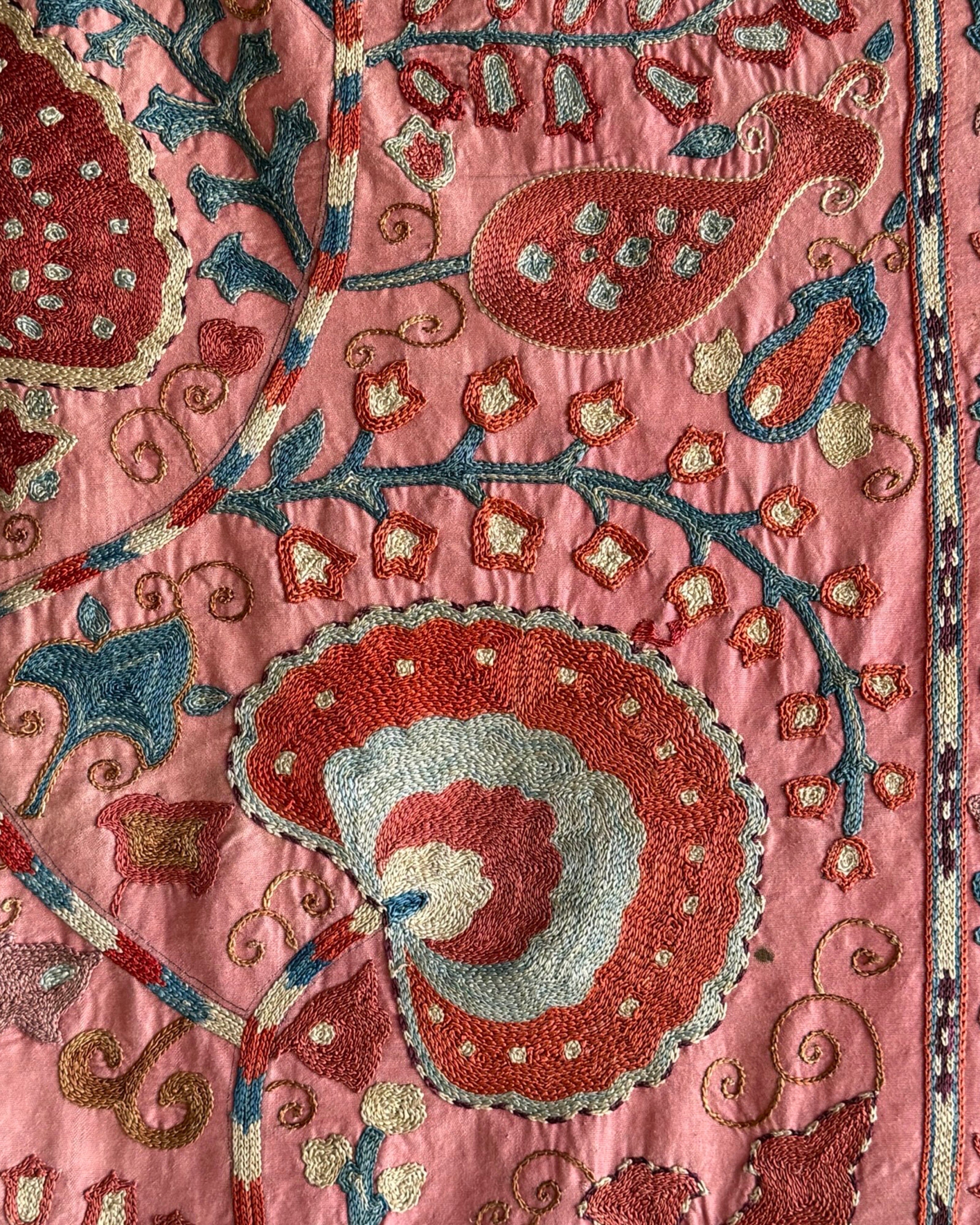 Hand Stitched Suzani from Uzbekistan (#1986 | 73 1/2 x 96") Antique Textile Bukhara to Cape Town 