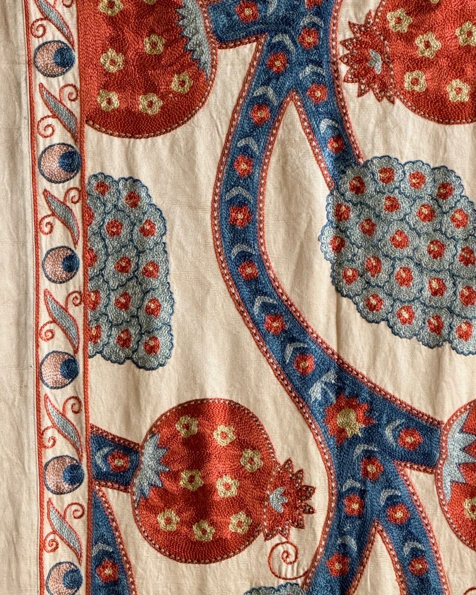 Hand Stitched Suzani Runner (CSSU64526 | 25 x 83") Suzani Aziz Suzani 