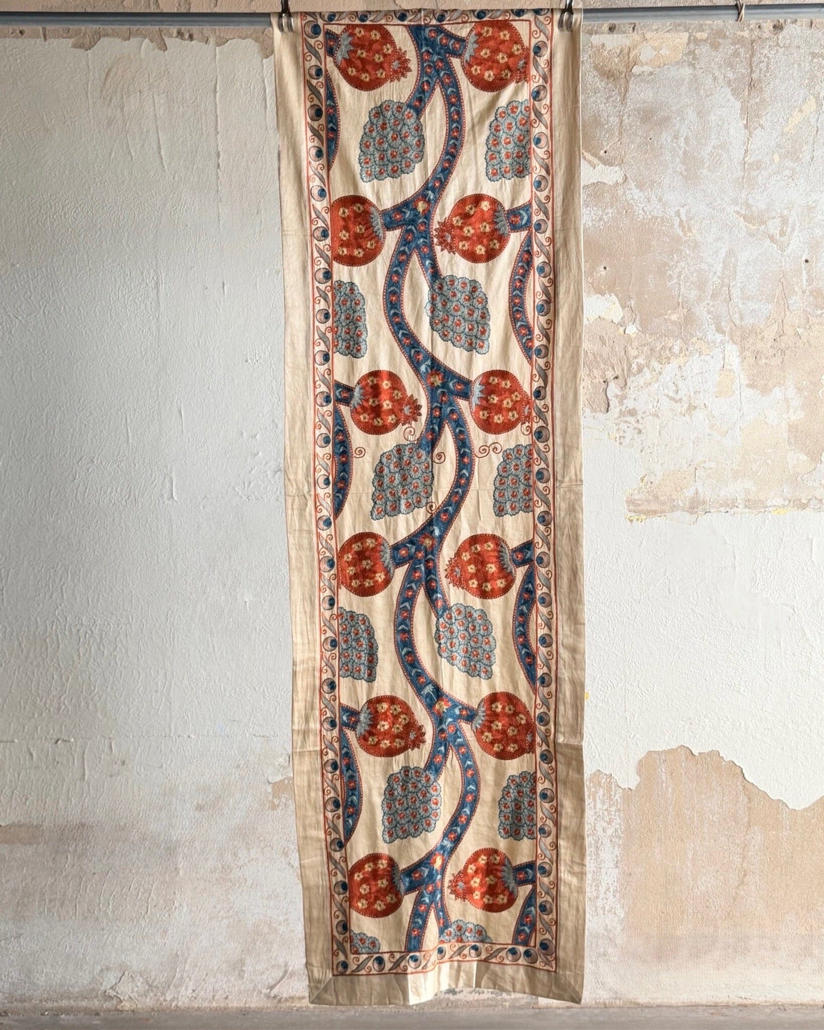Hand Stitched Suzani Runner (CSSU64526 | 25 x 83") Suzani Aziz Suzani 