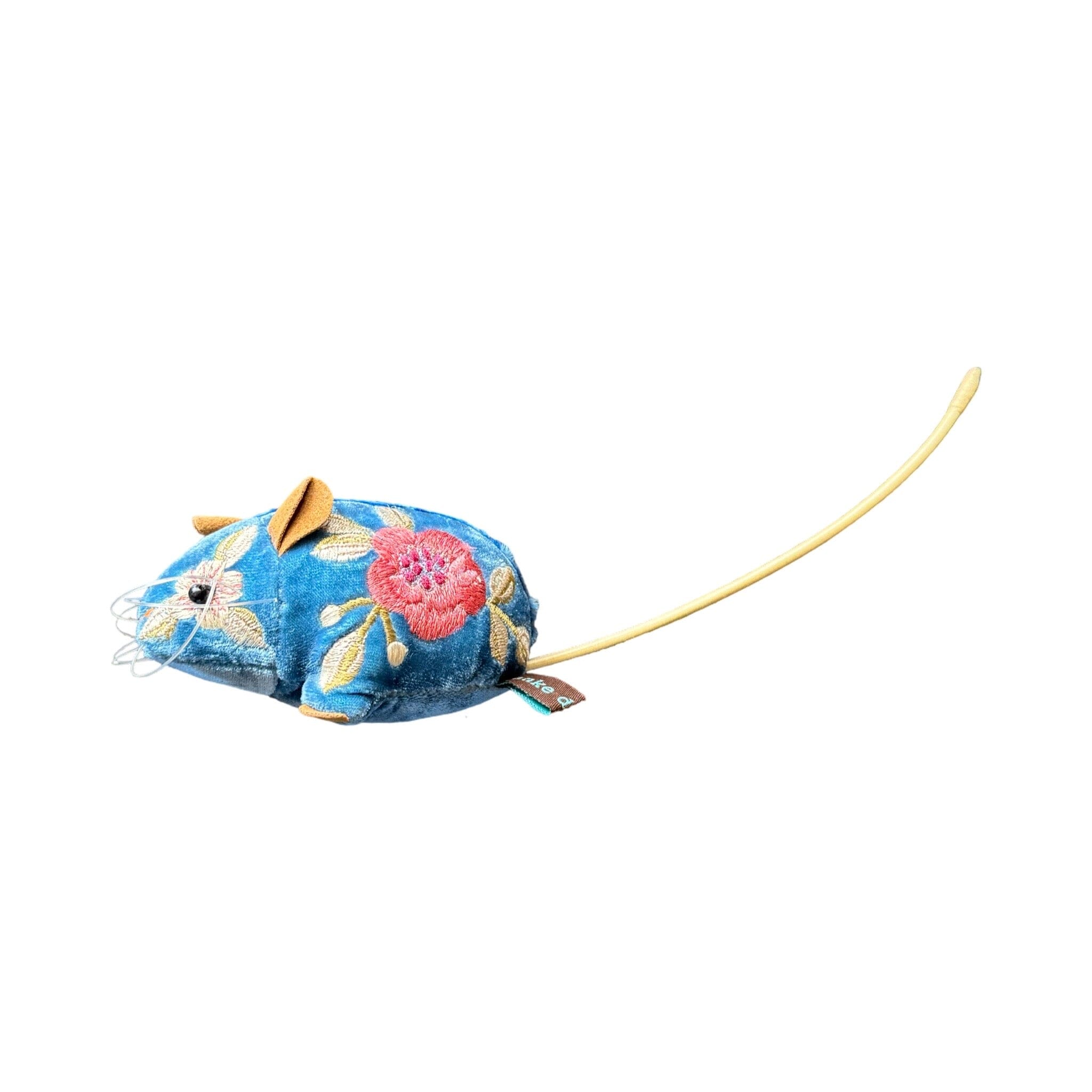 Handmade Embroidered Silk Velvet Mouse Objet d'Art Anke Drechsel LIZA Rivera Blue 