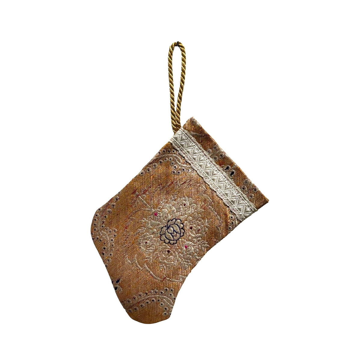 Handmade Mini Stocking from Antique and Vintage Textiles 2639 Ornament B. Viz Design B 