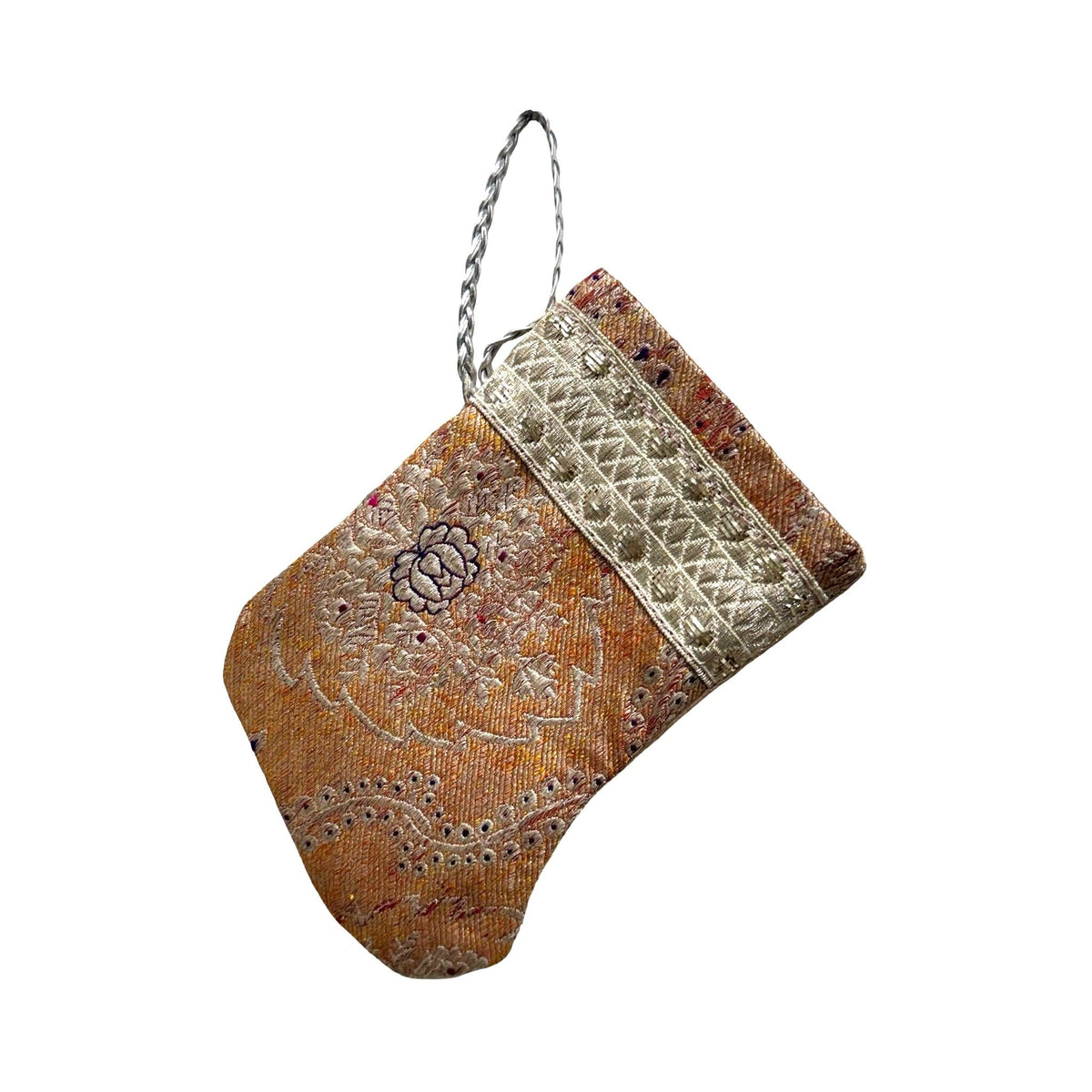 Handmade Mini Stocking from Antique and Vintage Textiles 2639 Ornament B. Viz Design F 