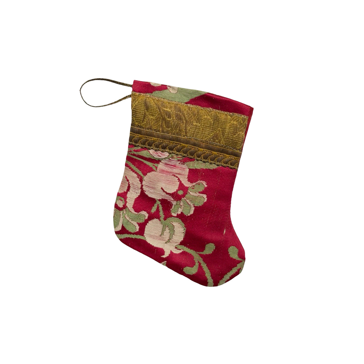 Handmade Mini Stocking from Antique and Vintage Textiles 2642 Ornament B. Viz Design A 
