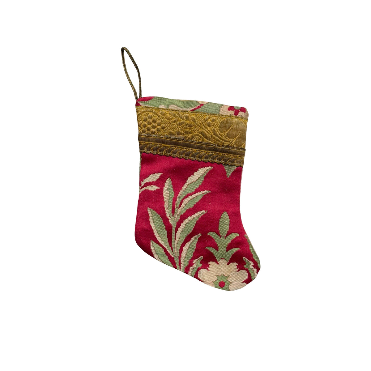 Handmade Mini Stocking from Antique and Vintage Textiles 2642 Ornament B. Viz Design D 