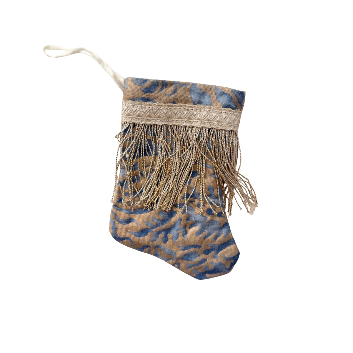 Handmade Mini Stocking from Antique and Vintage Textiles 2644 Ornament B. Viz Design D 