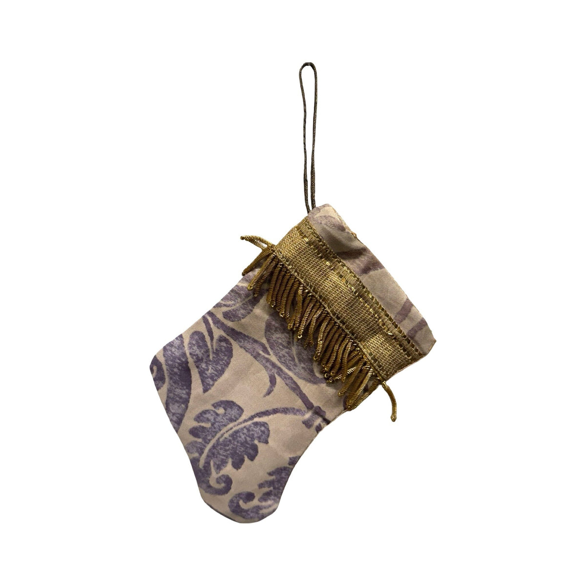 Handmade Mini Stocking from Antique and Vintage Textiles 2652 Ornament B. Viz Design D 