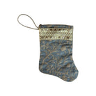 Handmade Mini Stocking from Antique and Vintage Textiles - Blue Fortuny Ornament B. Viz Design J 