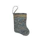 Handmade Mini Stocking from Antique and Vintage Textiles - Blue Fortuny Ornament B. Viz Design L 