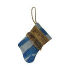Handmade Mini Stocking from Antique and Vintage Textiles - Blue Silk Ikat Ornament B. Viz Design K 