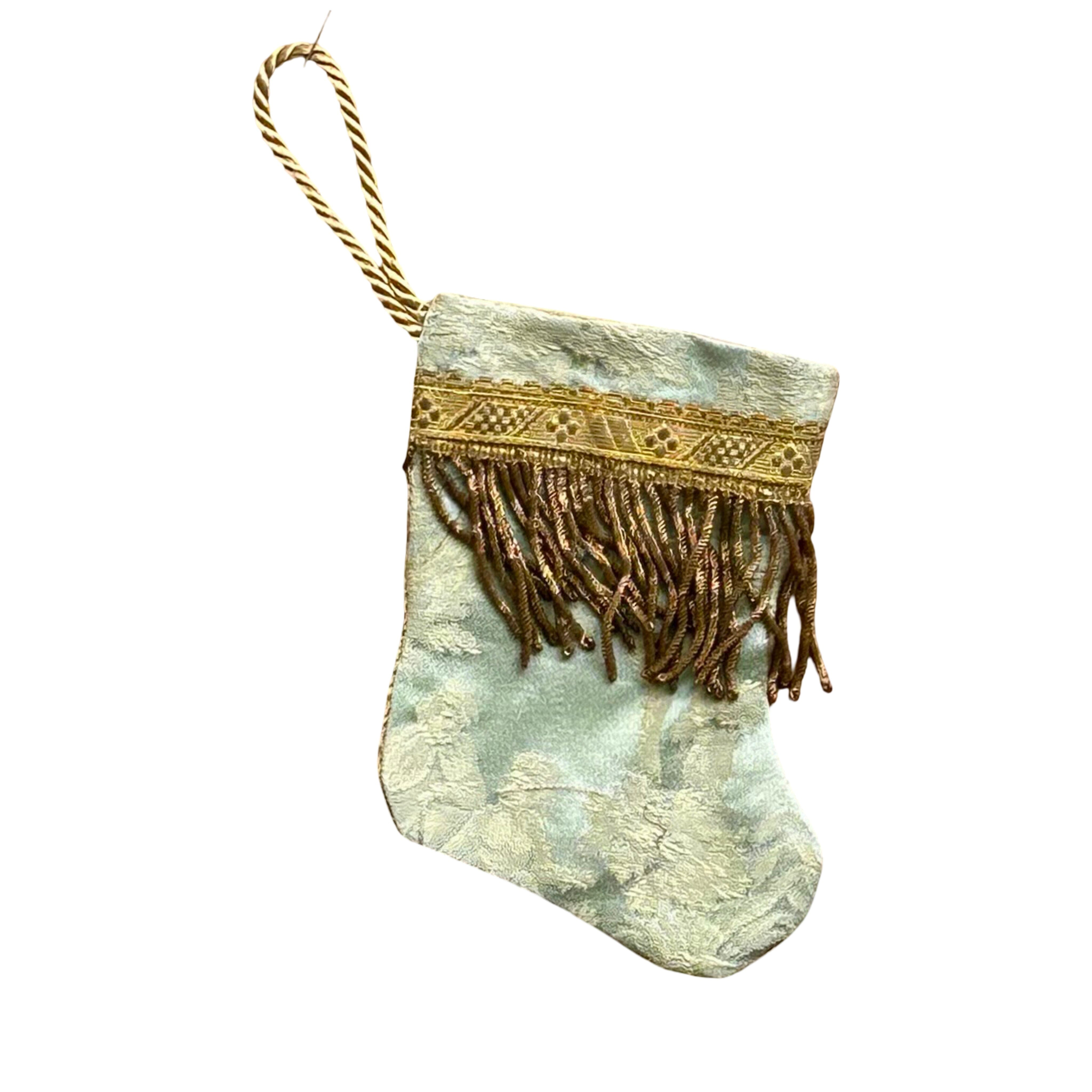 Handmade Mini Stocking from Antique and Vintage Textiles Ornament B. Viz Design A 