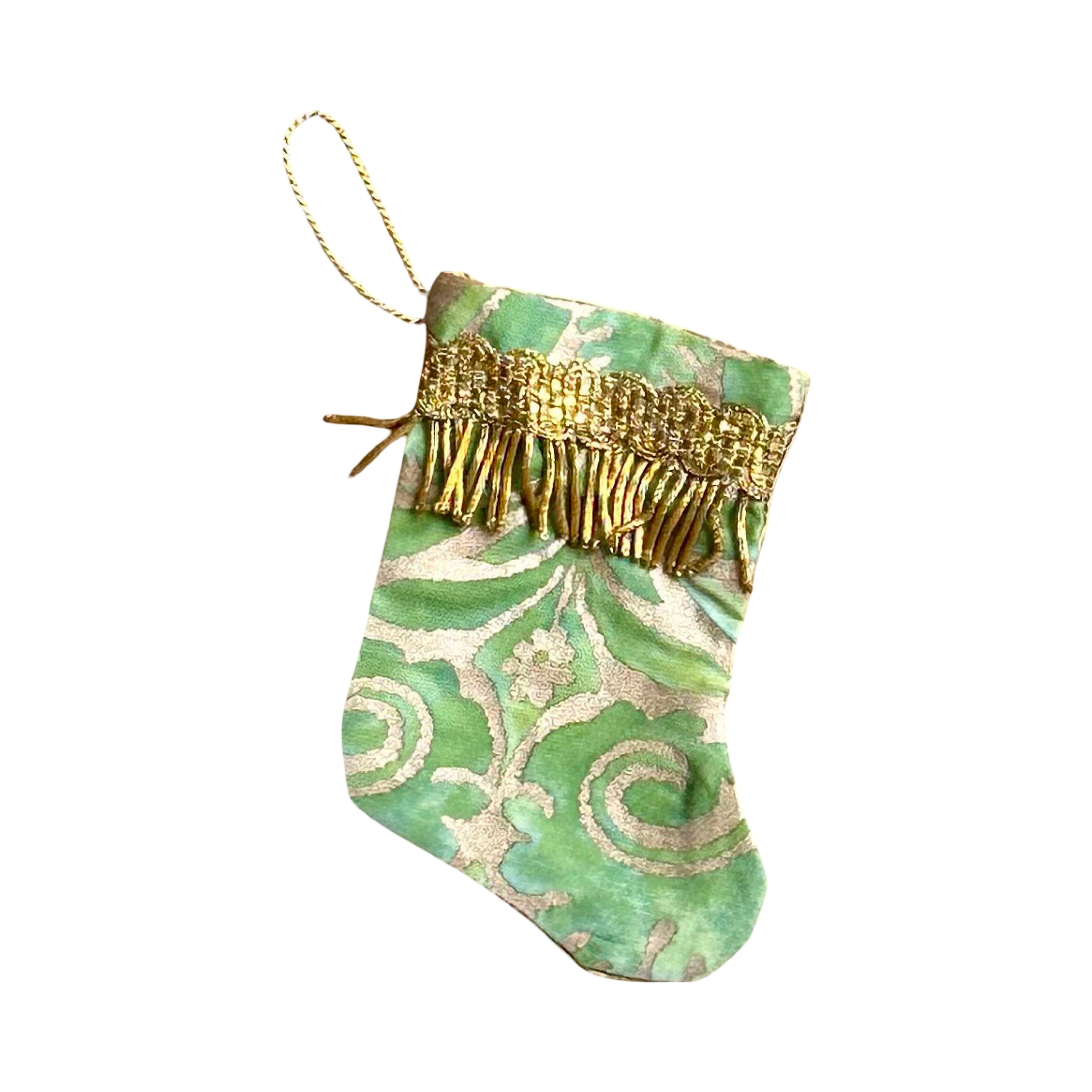 Handmade Mini Stocking from Antique and Vintage Textiles Ornament B. Viz Design A 