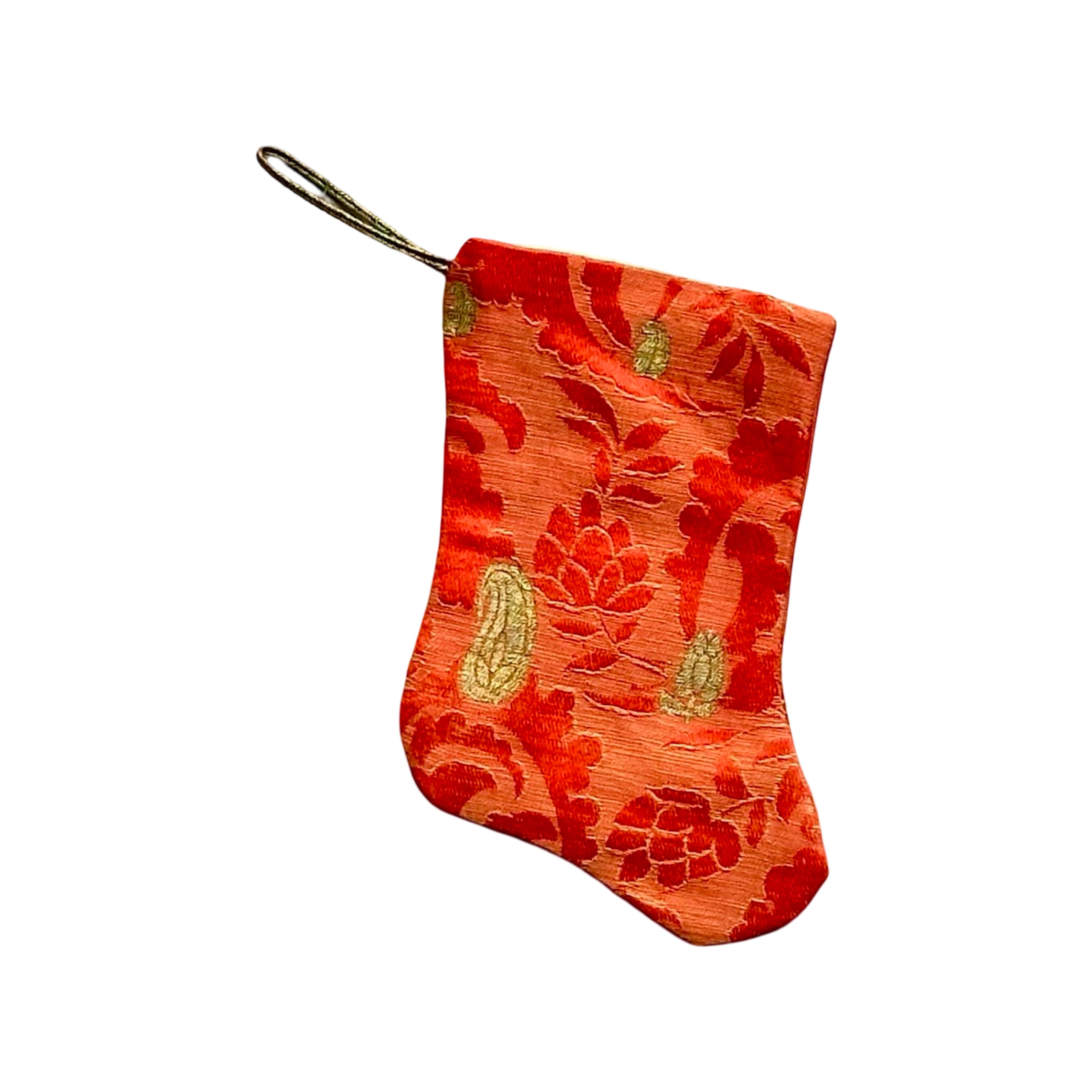 Handmade Mini Stocking from Antique and Vintage Textiles Ornament B. Viz Design A 