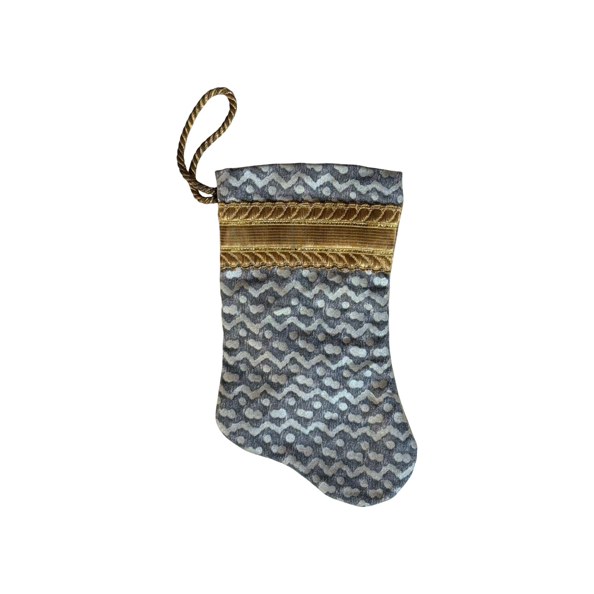 Handmade Mini Stocking from Antique and Vintage Textiles - Ornament B. Viz Design A 