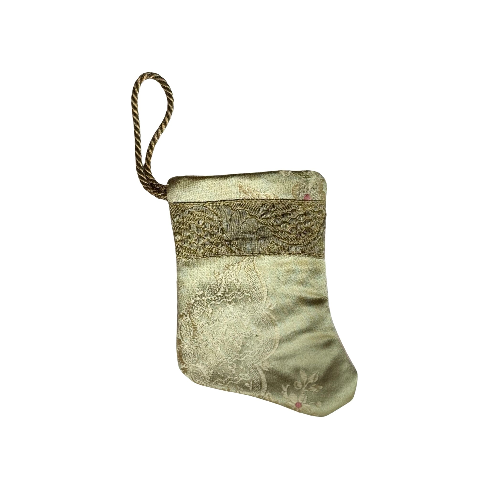 Handmade Mini Stocking from Antique and Vintage Textiles - Ornament B. Viz Design A 