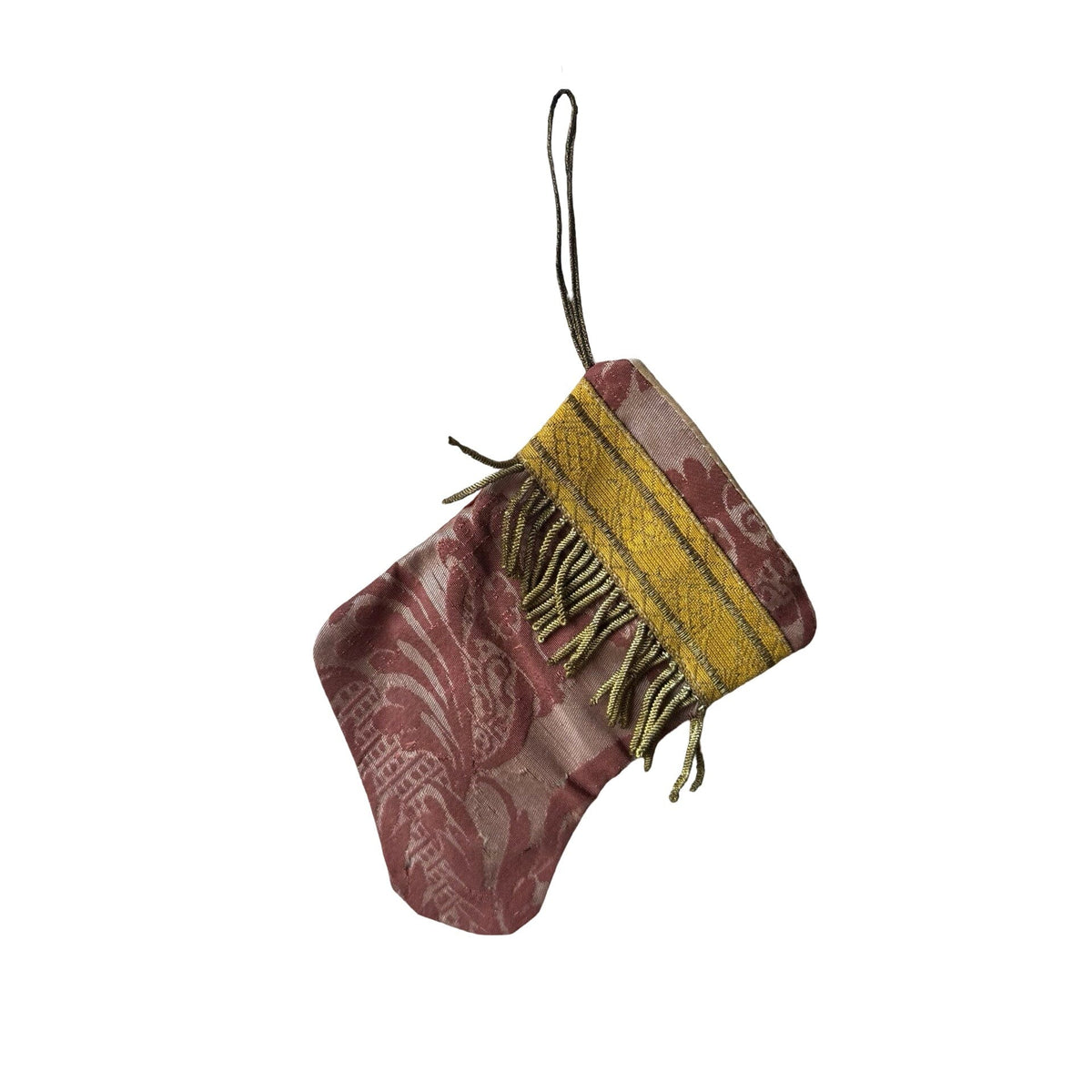 Handmade Mini Stocking from Antique and Vintage Textiles Ornament B. Viz Design A 