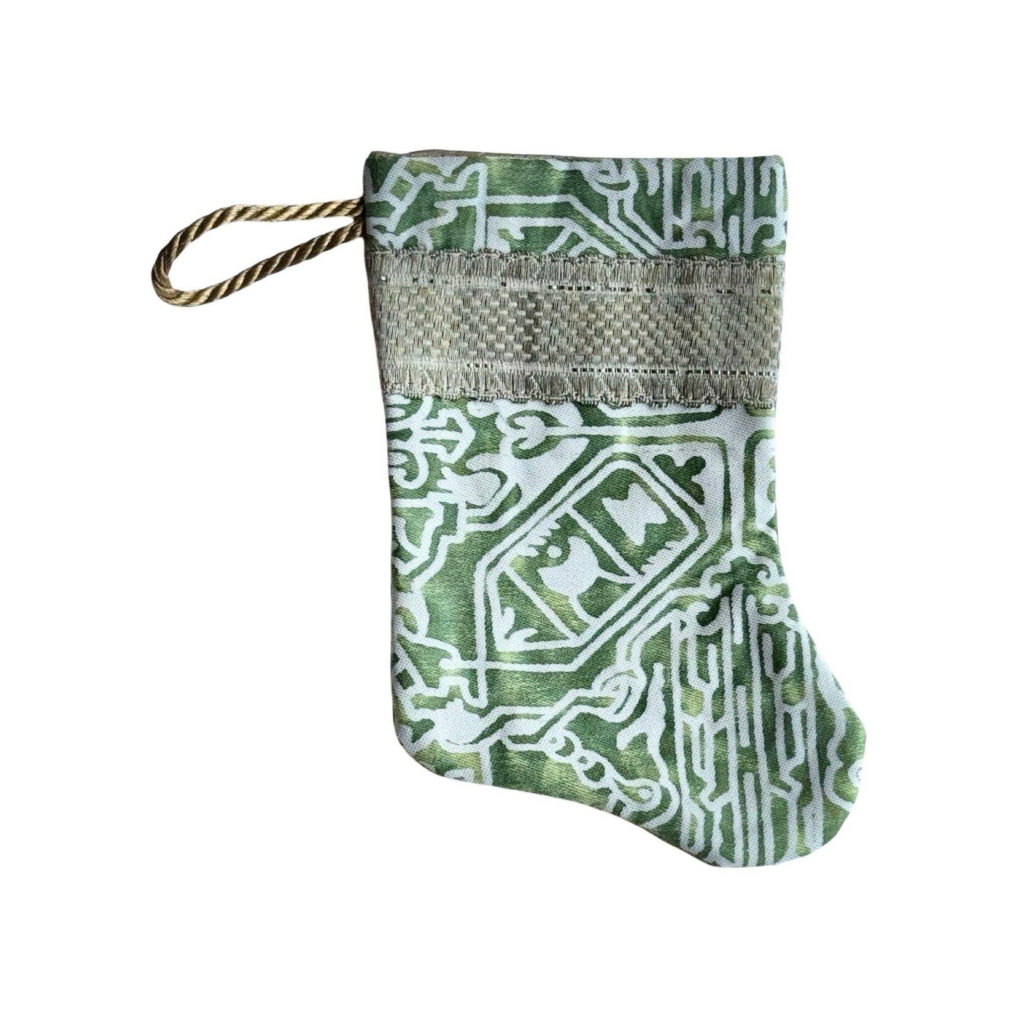 Handmade Mini Stocking from Antique and Vintage Textiles - Ornament B. Viz Design A 