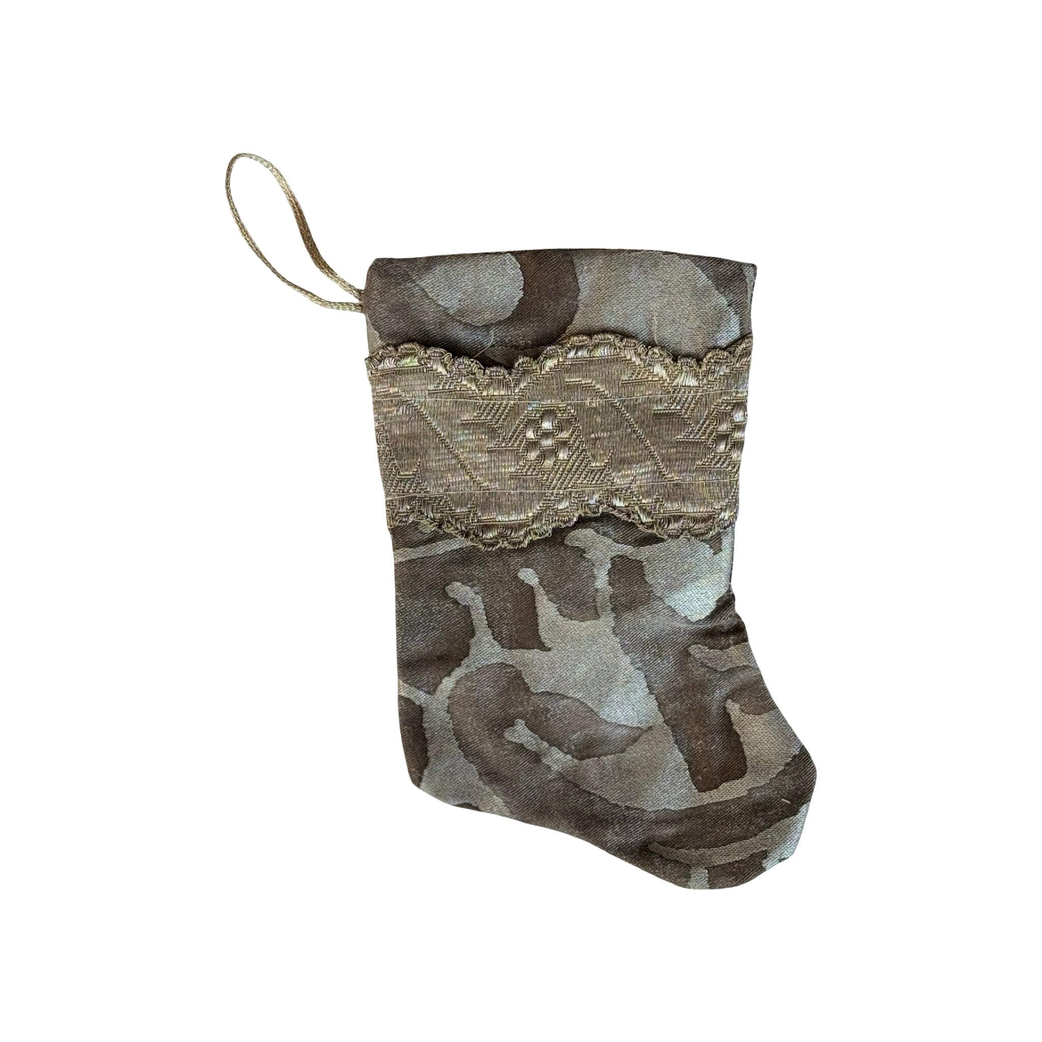 Handmade Mini Stocking from Antique and Vintage Textiles - Ornament B. Viz Design A 