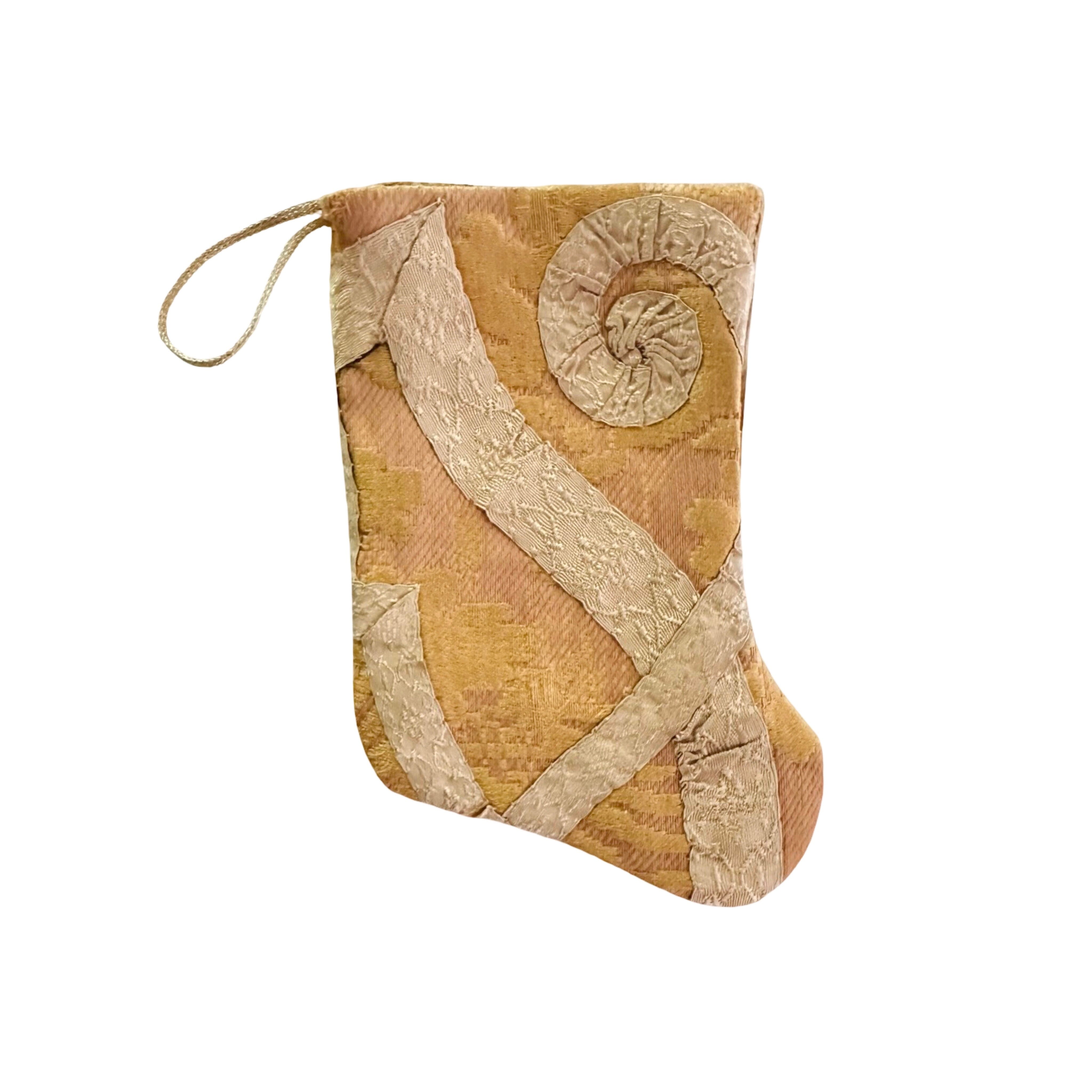 Handmade Mini Stocking from Antique and Vintage Textiles Ornament B. Viz Design A 