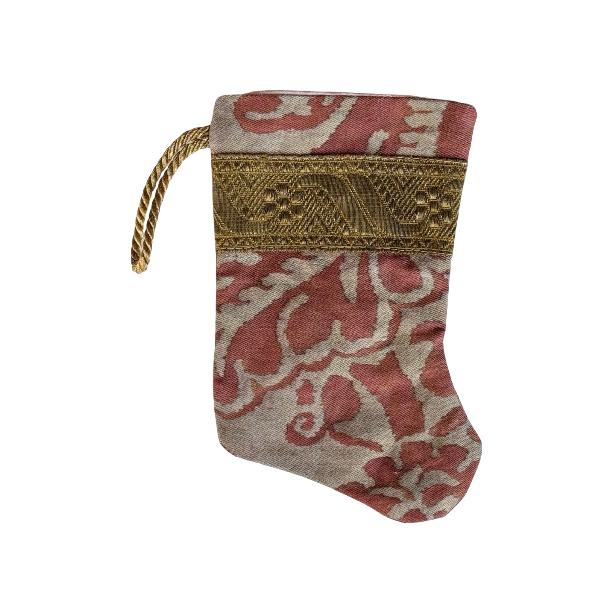Handmade Mini Stocking from Antique and Vintage Textiles - Ornament B. Viz Design A 