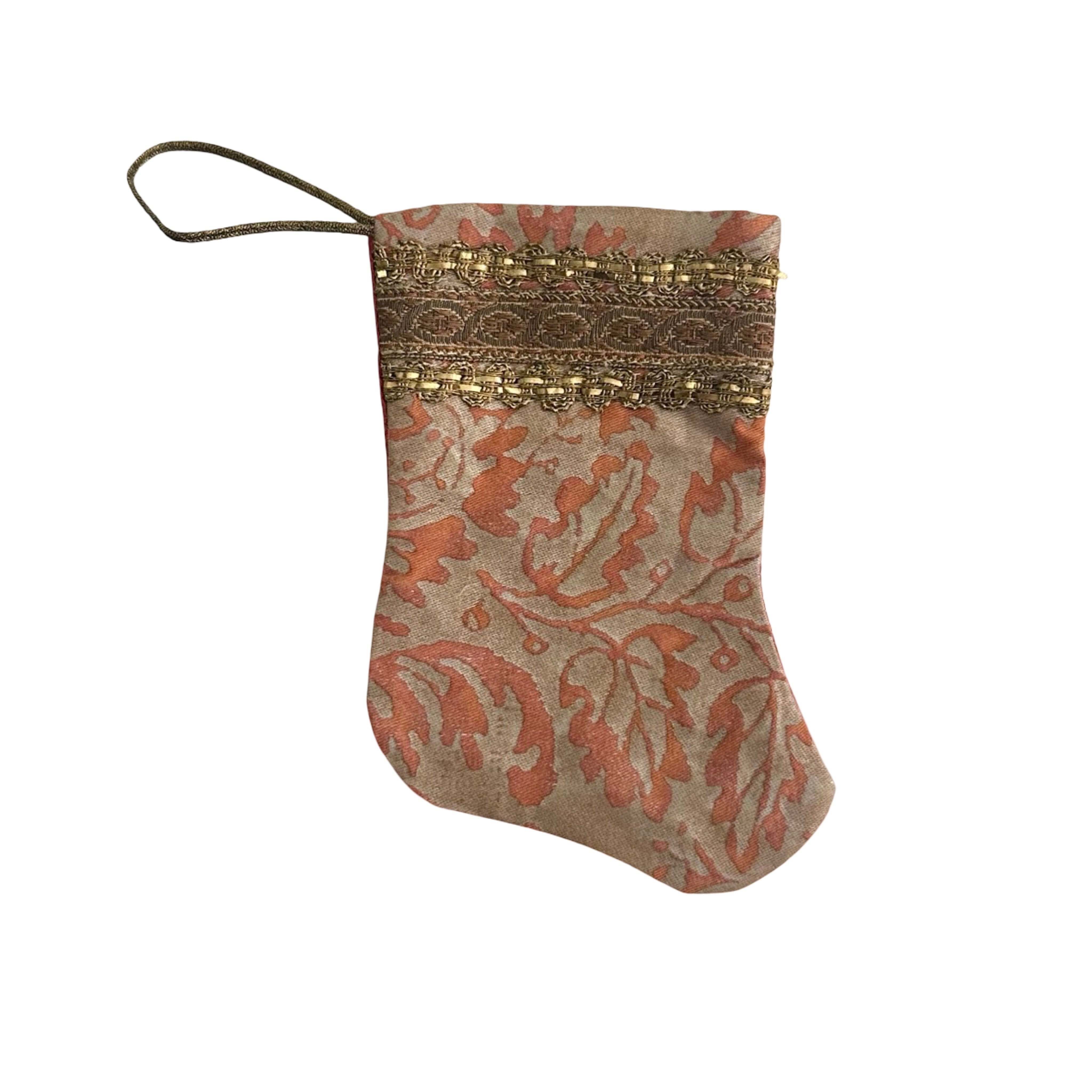 Handmade Mini Stocking from Antique and Vintage Textiles Ornament B. Viz Design B 
