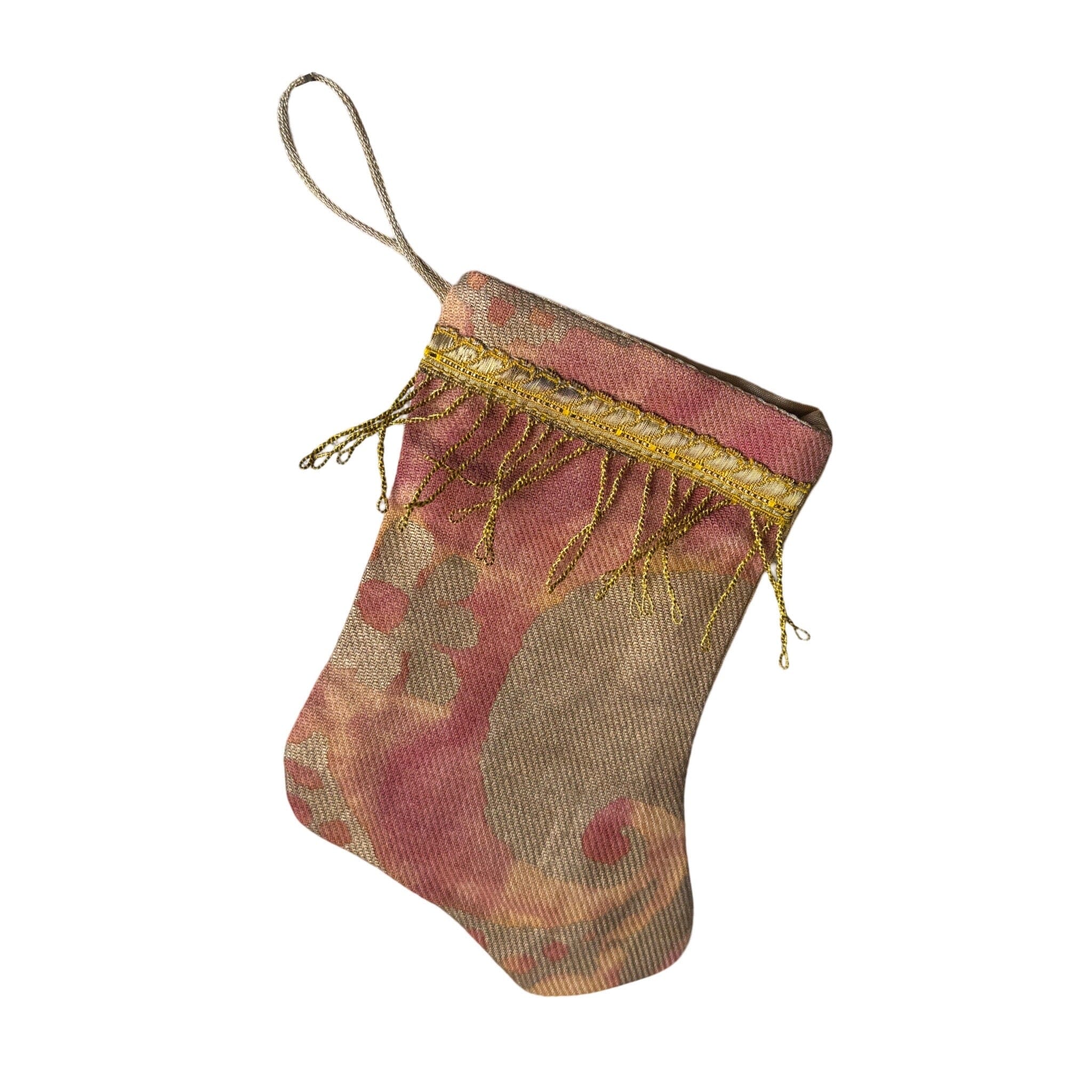 Handmade Mini Stocking from Antique and Vintage Textiles Ornament B. Viz Design B 