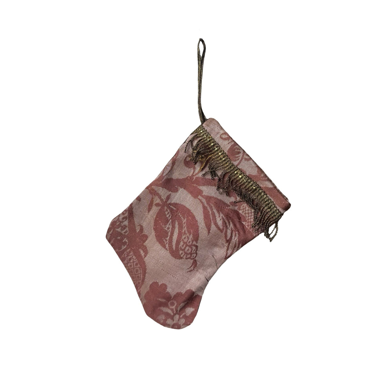 Handmade Mini Stocking from Antique and Vintage Textiles Ornament B. Viz Design B 