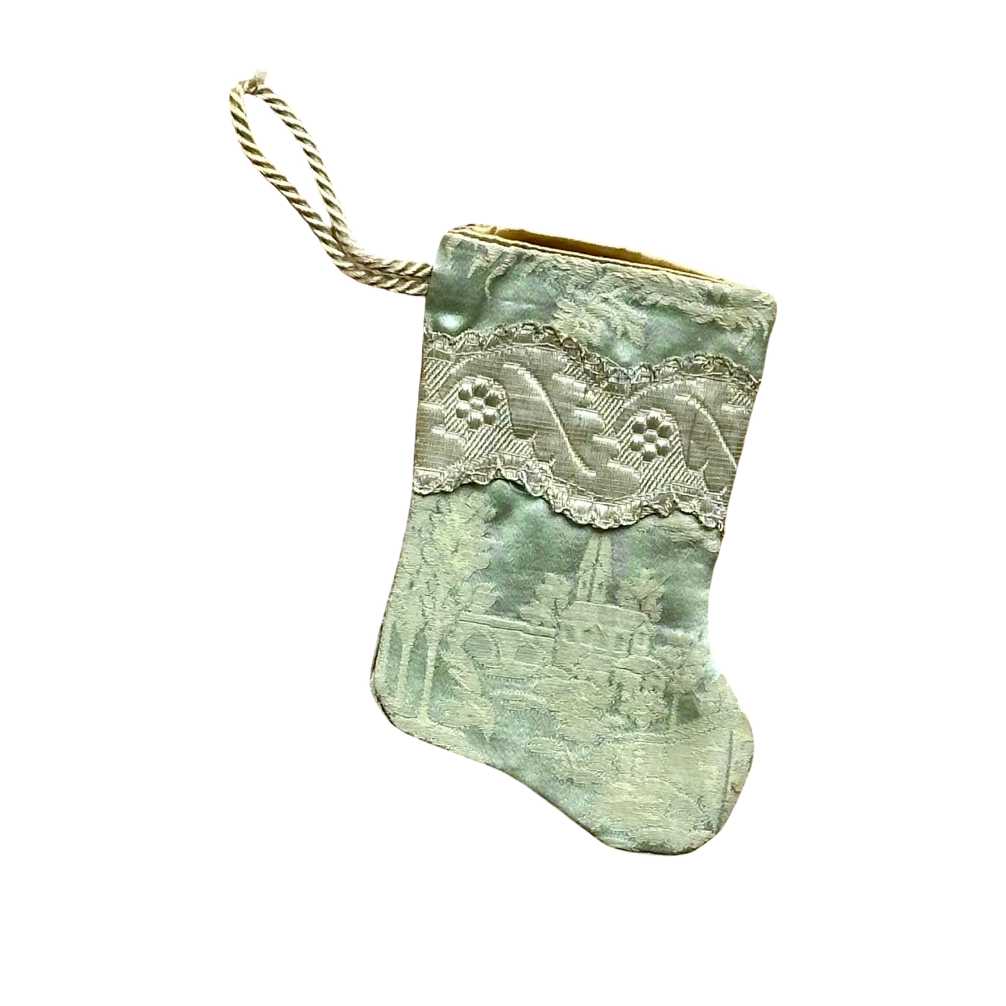 Handmade Mini Stocking from Antique and Vintage Textiles Ornament B. Viz Design B 