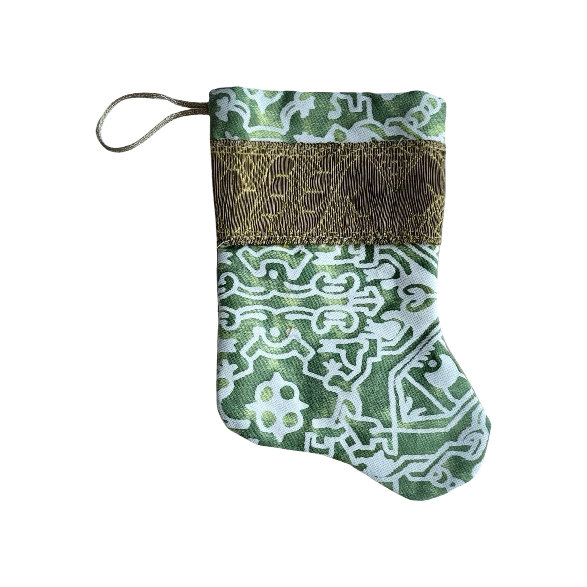 Handmade Mini Stocking from Antique and Vintage Textiles - Ornament B. Viz Design B 
