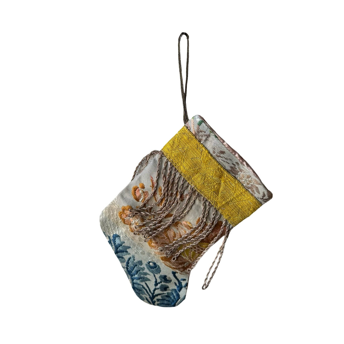Handmade Mini Stocking from Antique and Vintage Textiles Ornament B. Viz Design B 