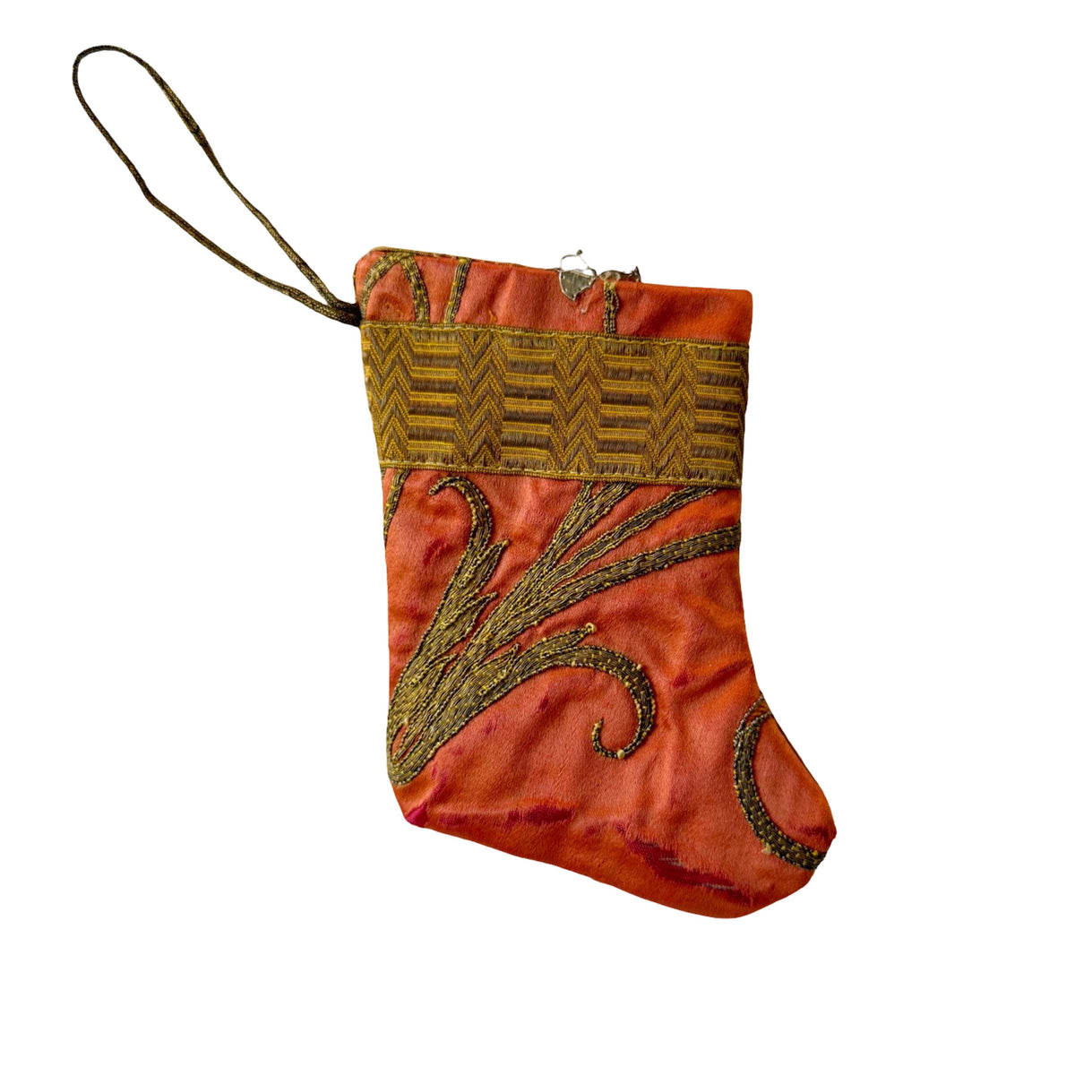 Handmade Mini Stocking from Antique and Vintage Textiles Ornament B. Viz Design B 