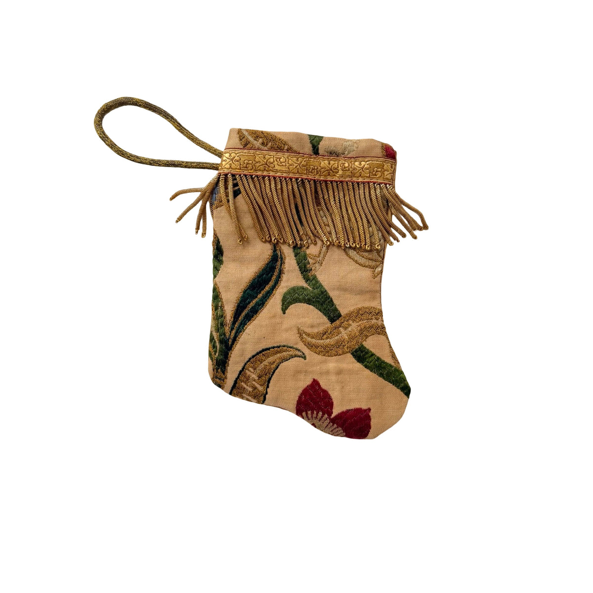 Handmade Mini Stocking from Antique and Vintage Textiles Ornament B. Viz Design B 