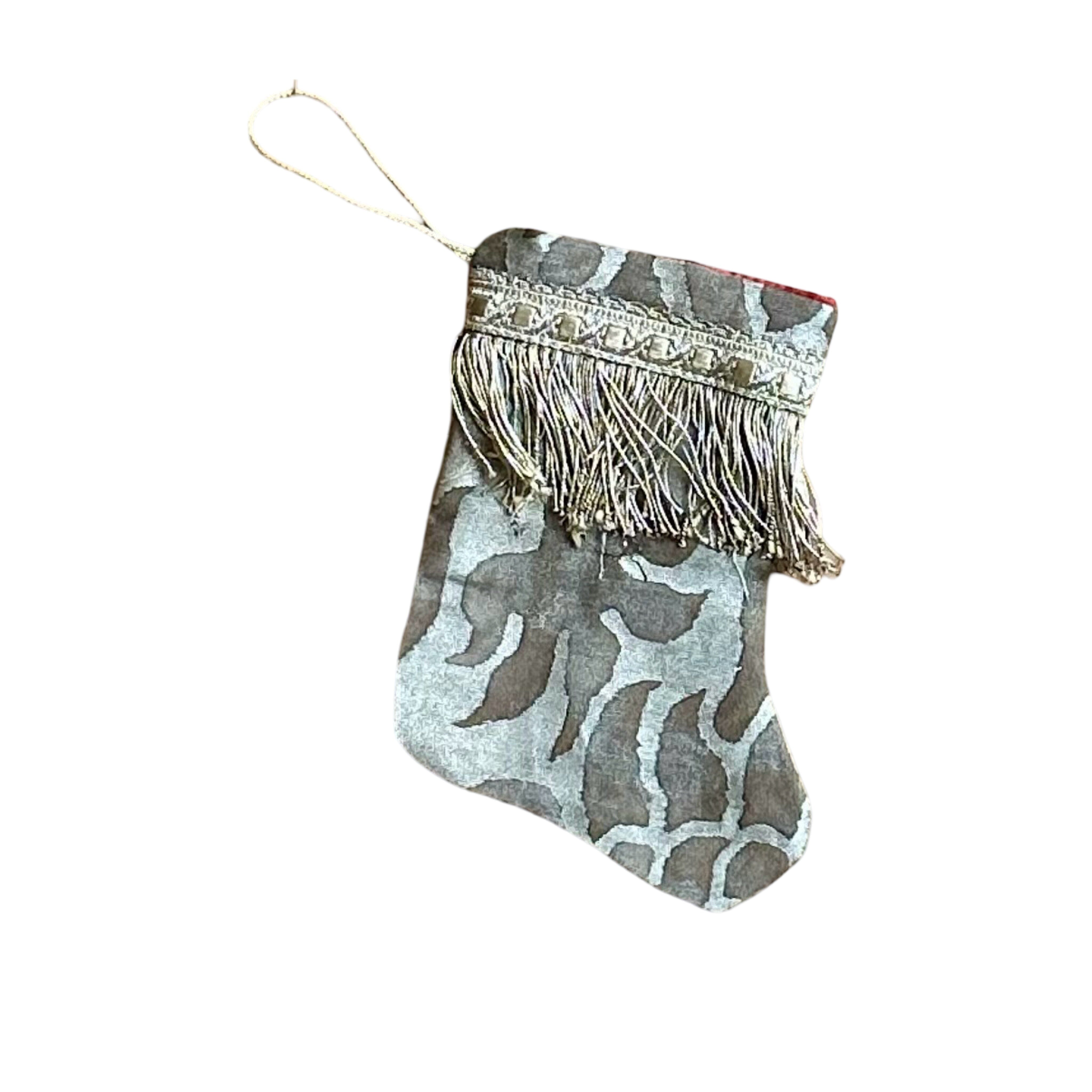 Handmade Mini Stocking from Antique and Vintage Textiles - Ornament B. Viz Design B 